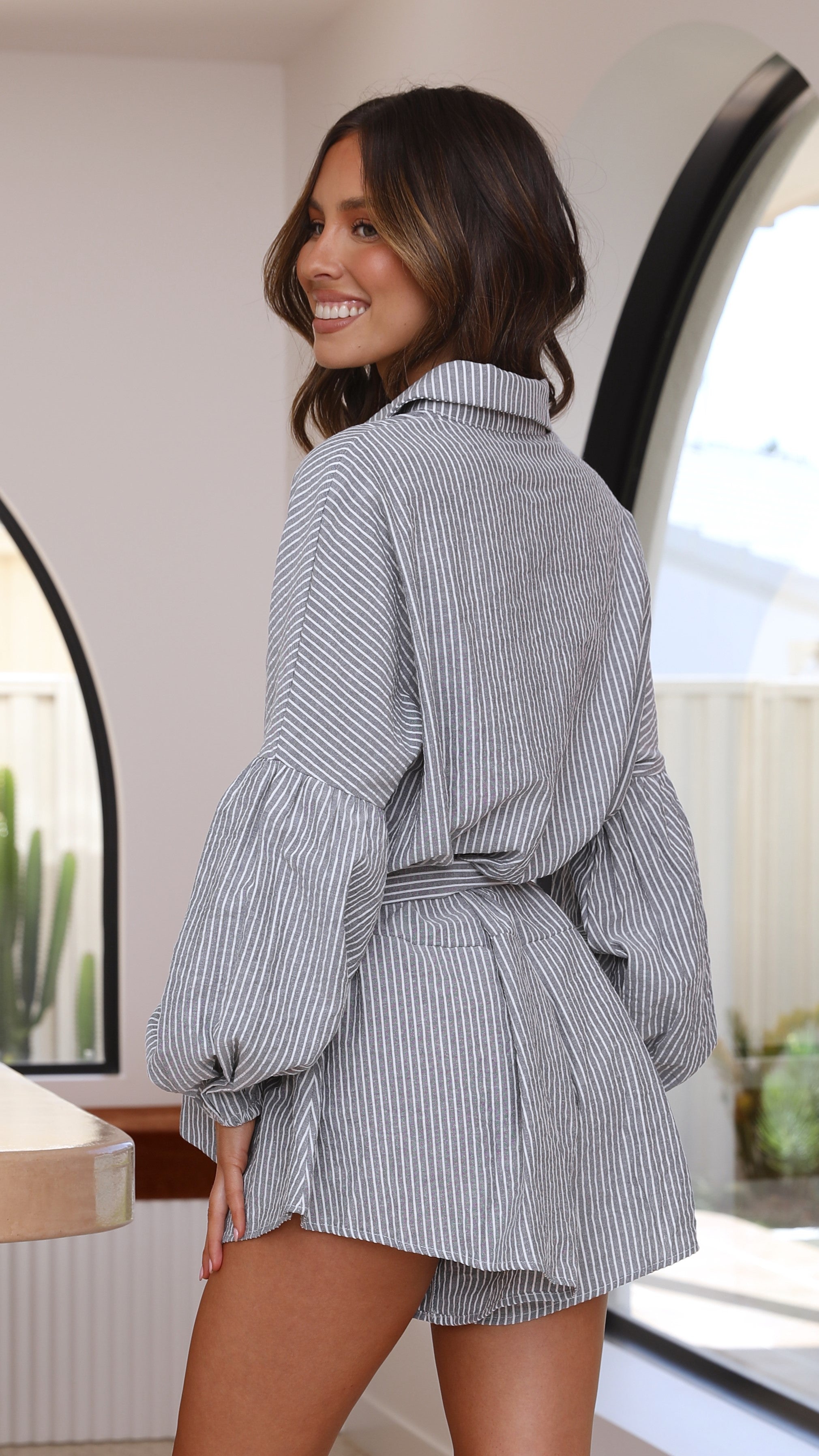 Dominique Playsuit - Pinstripe-Sunshines Bliss