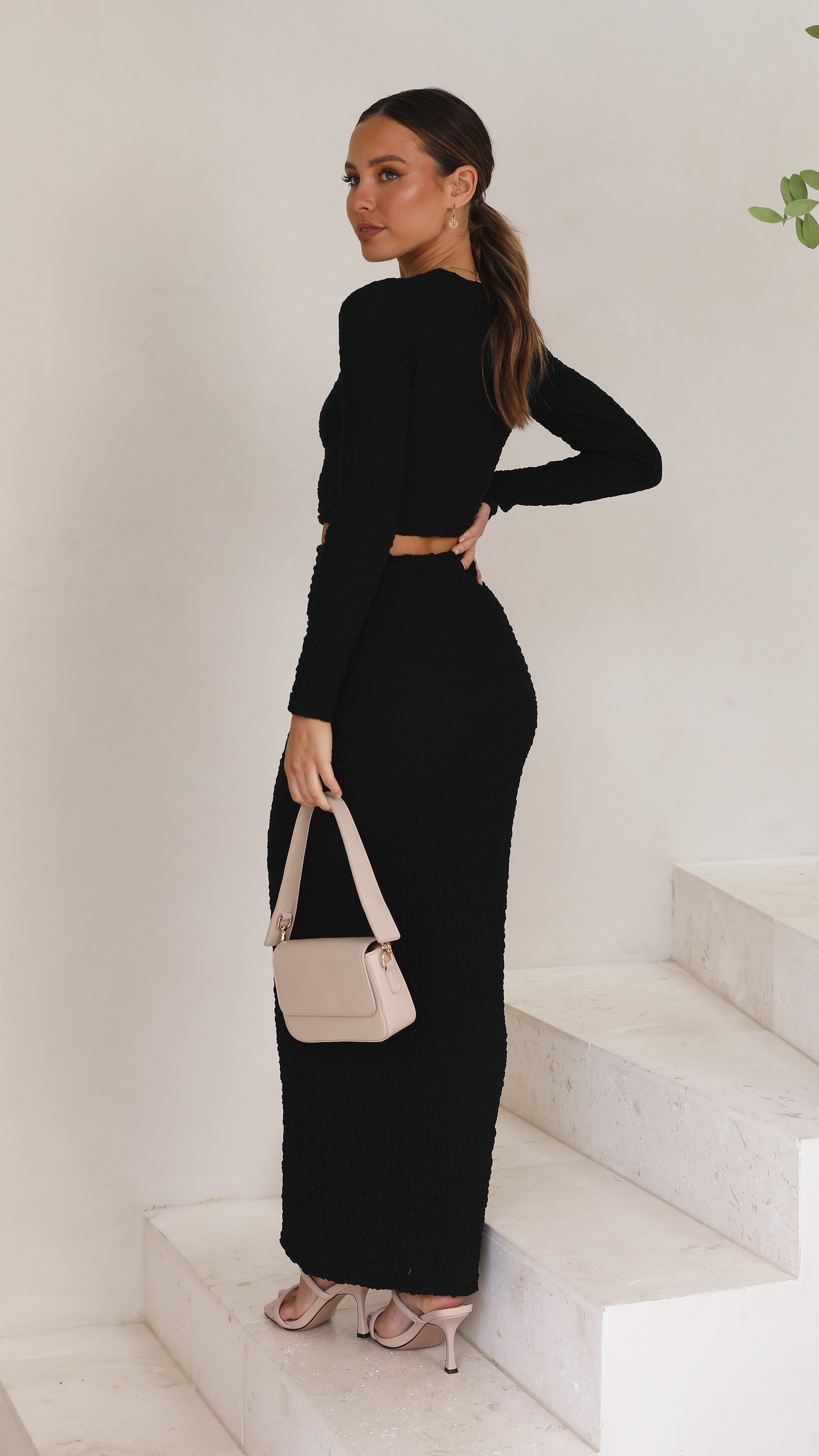 Tahnee Midi Skirt - Black-Sunshines Bliss