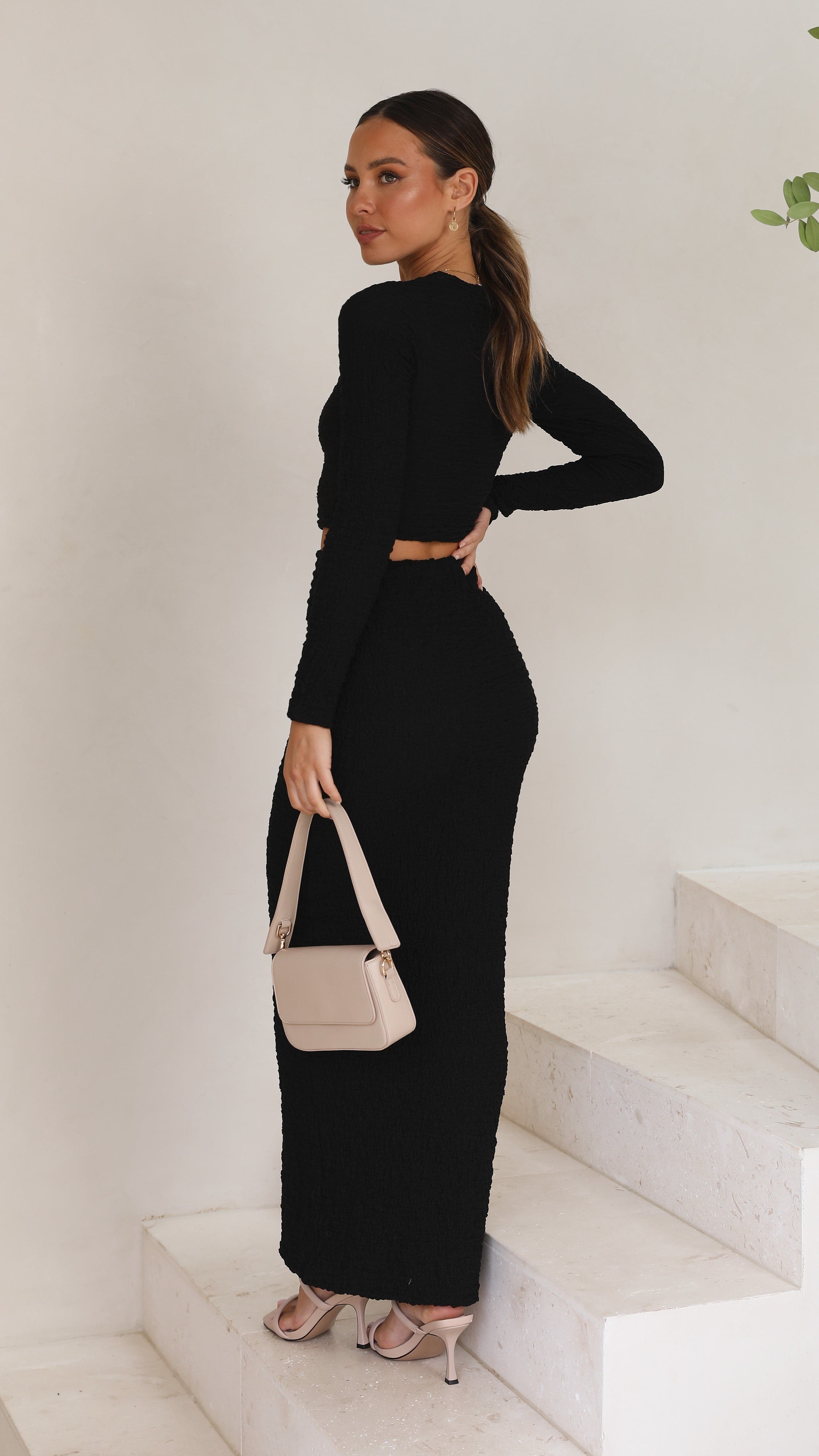 Tahnee Long Sleeve Top - Black-Sunshines Bliss