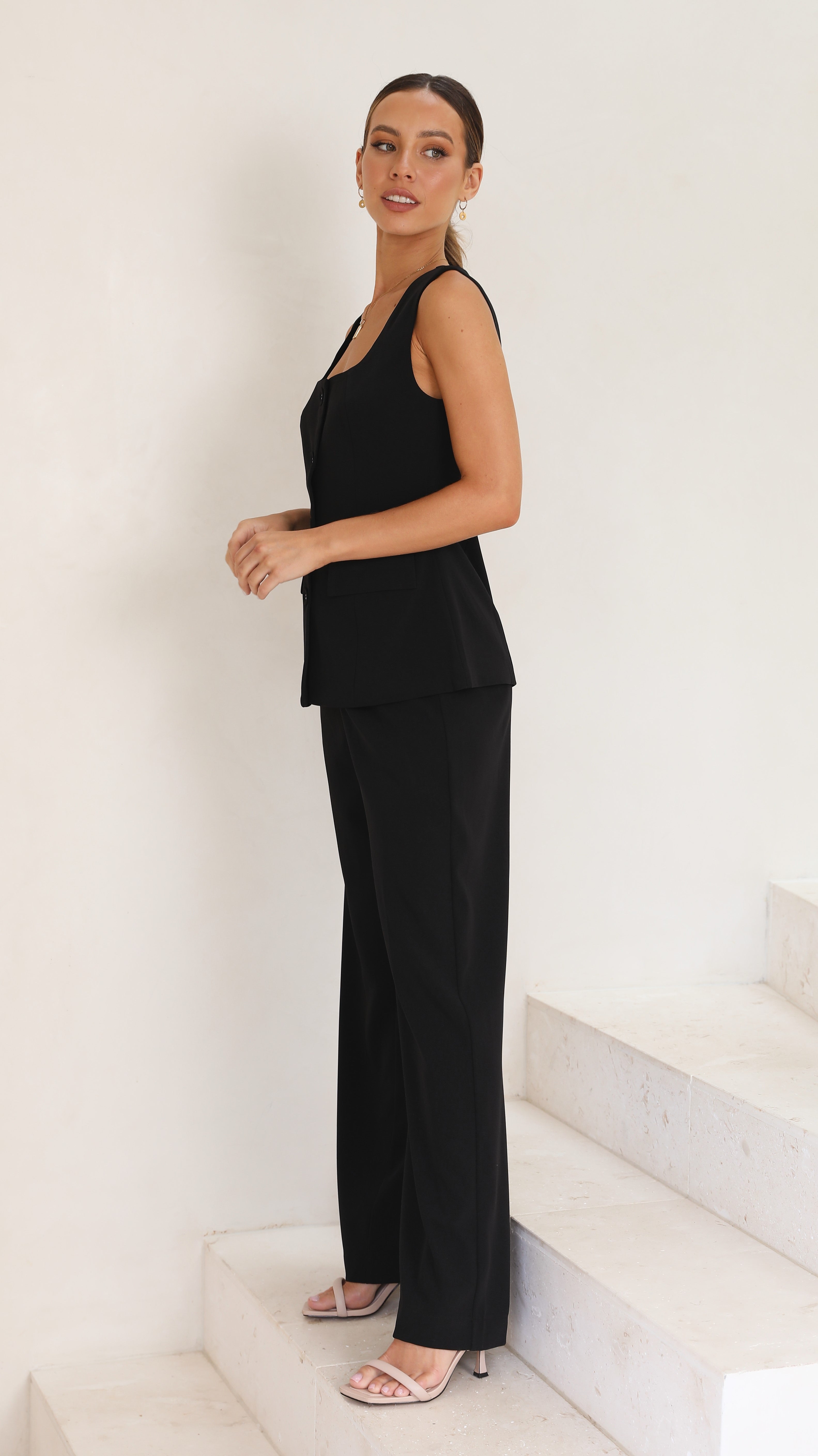 Coral Wide Leg Pants - Black-Sunshines Bliss