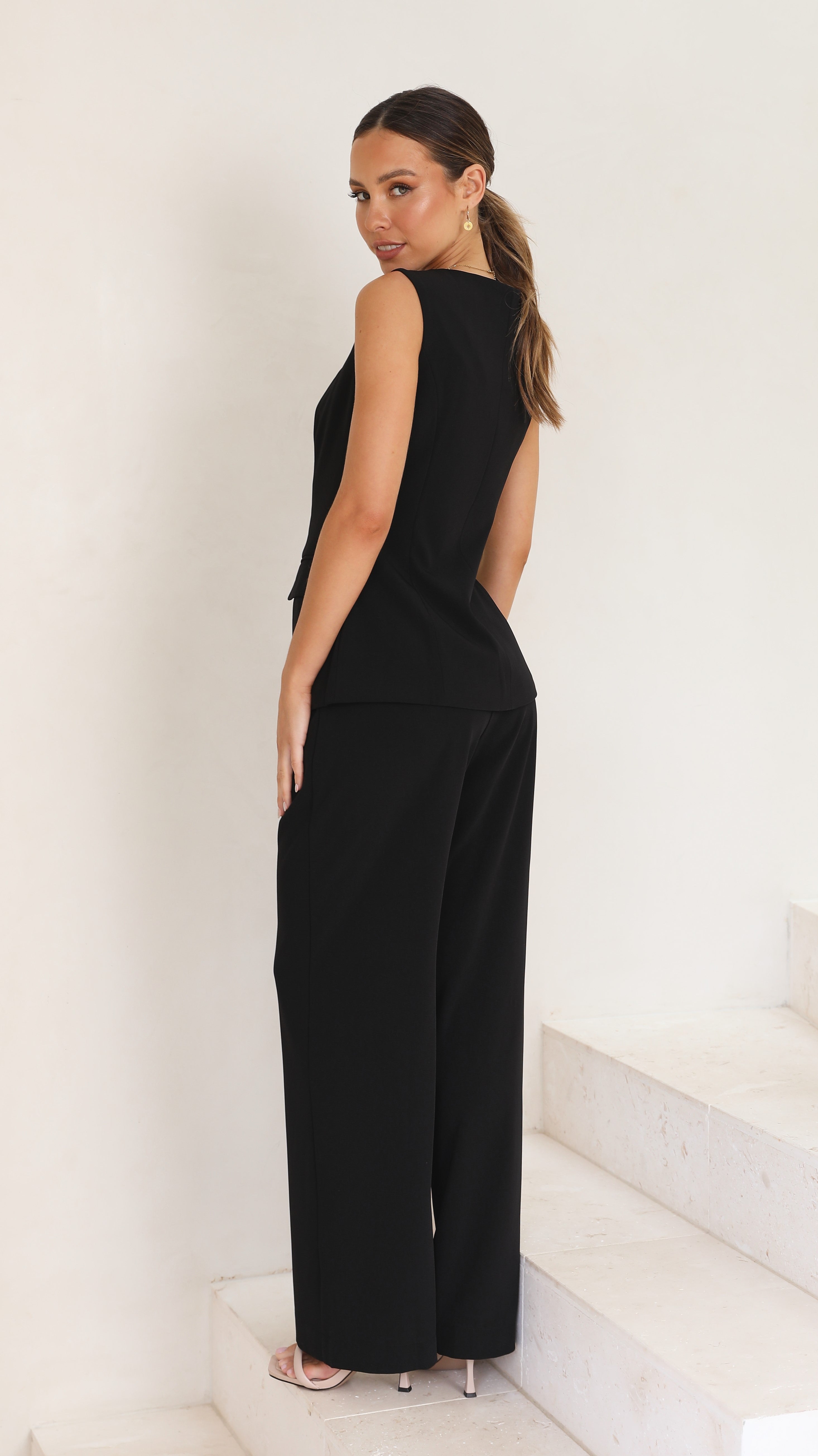 Coral Wide Leg Pants - Black-Sunshines Bliss