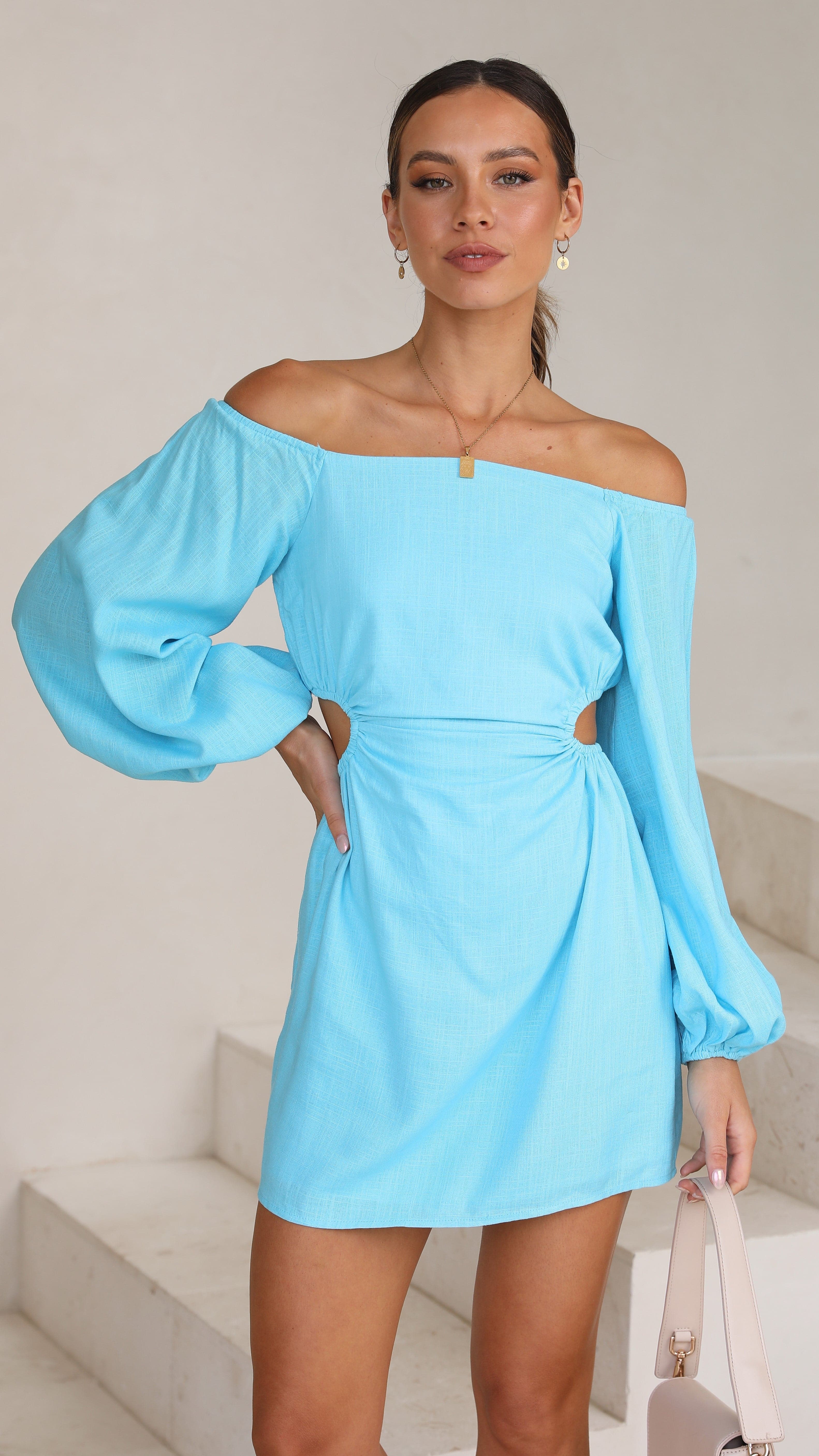 Marie Mini Dress - Blue-Sunshines Bliss