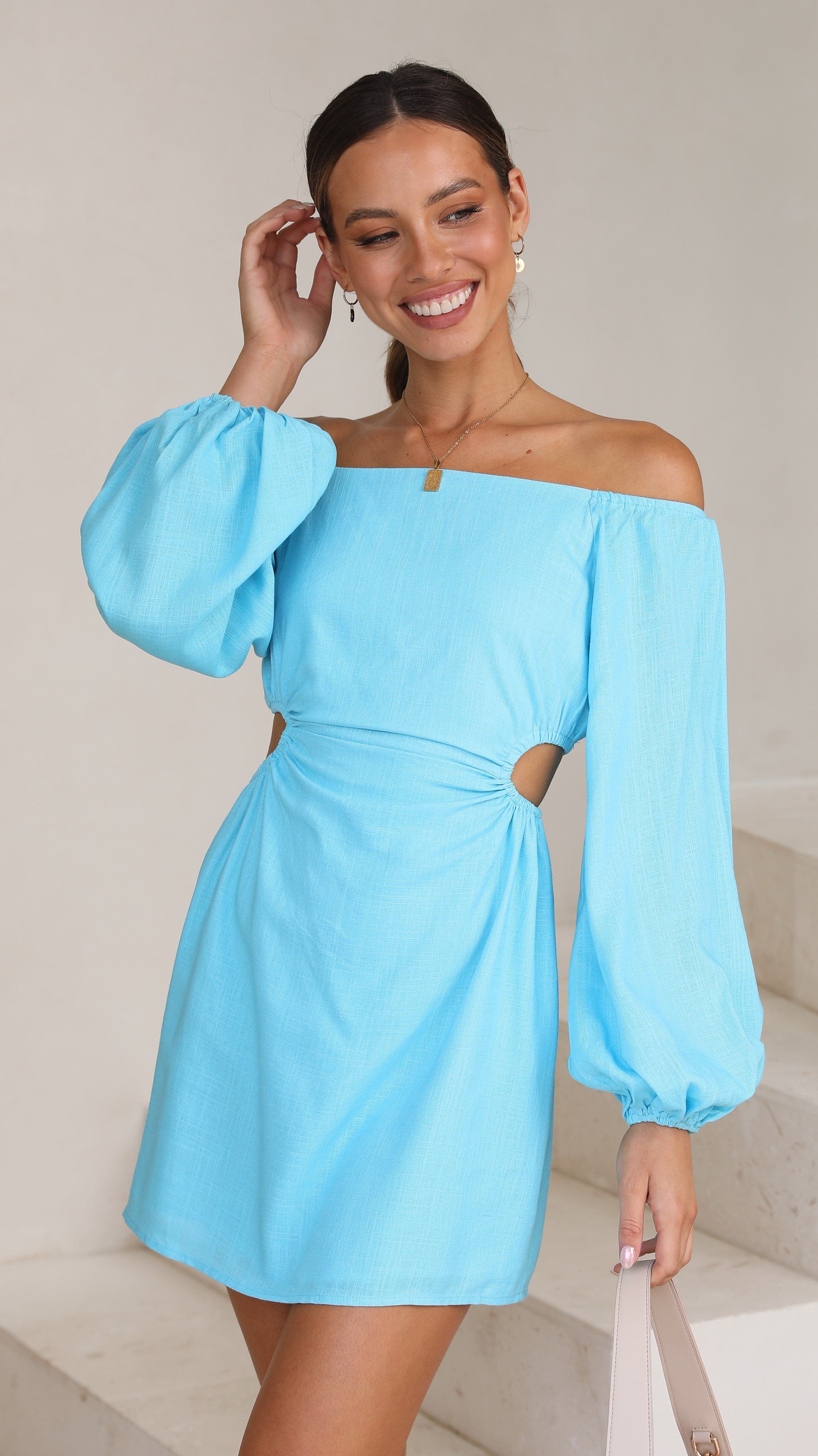 Marie Mini Dress - Blue-Sunshines Bliss