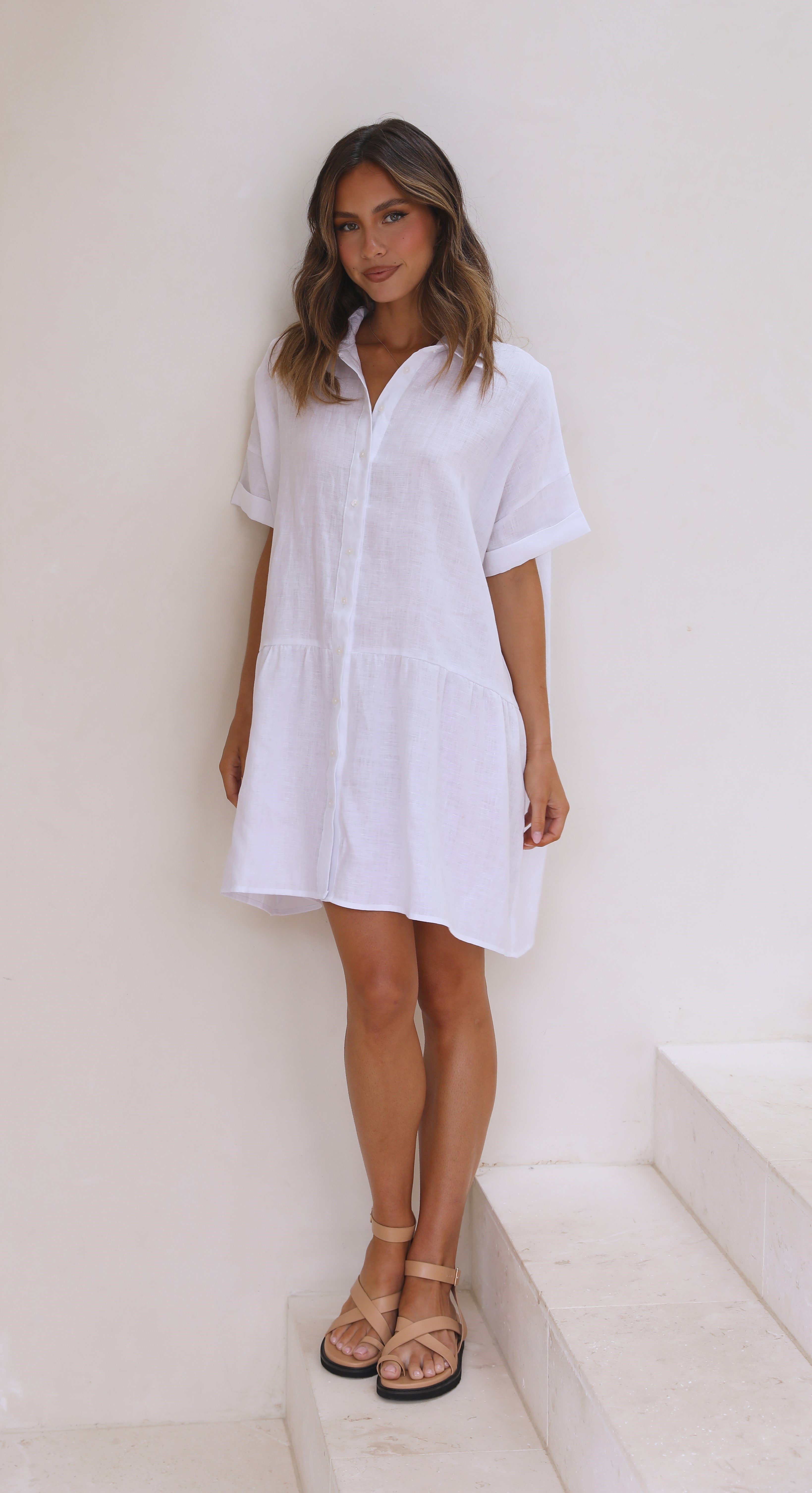 Dawn Mini Dress - White-Sunshines Bliss