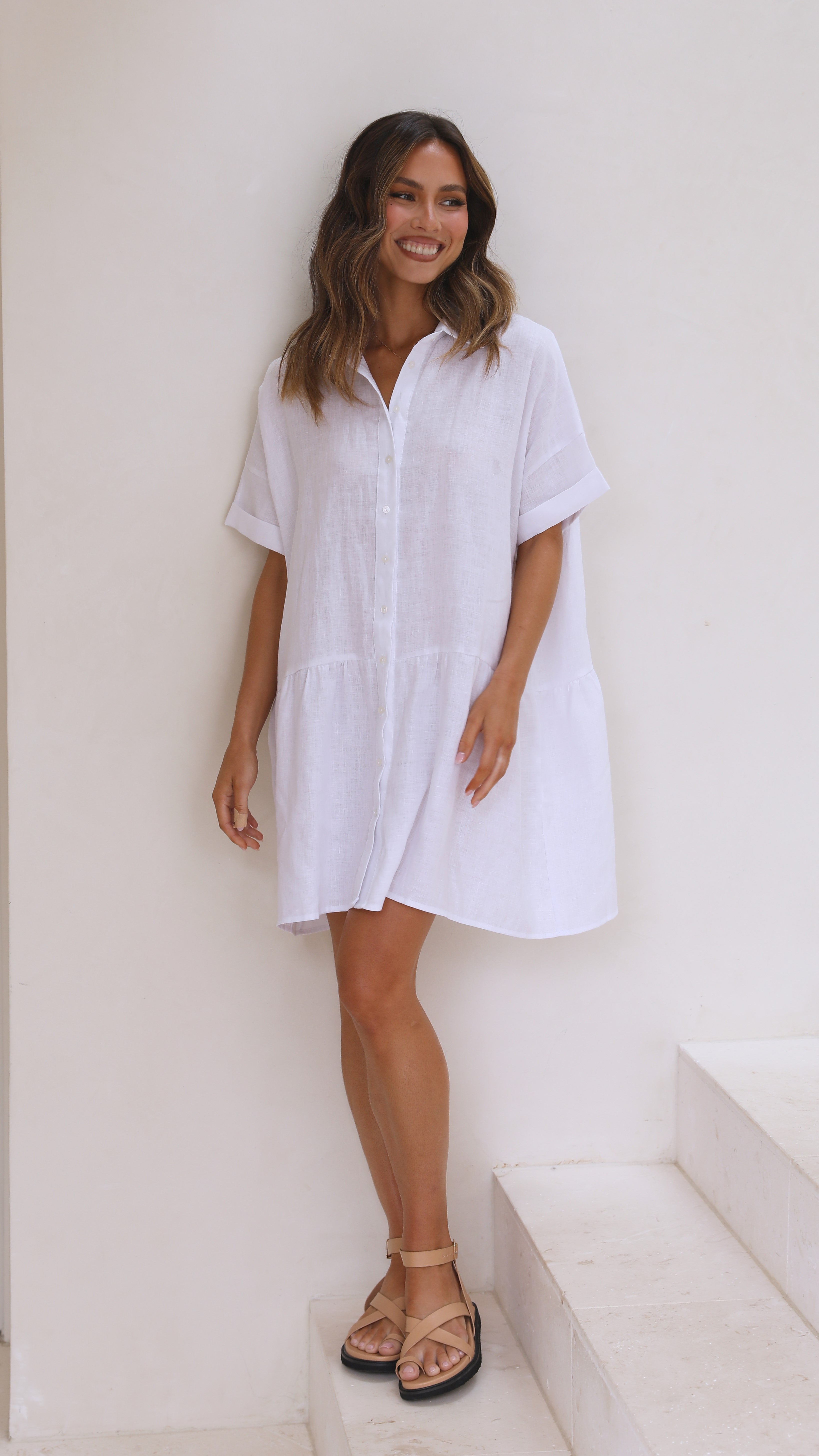 Dawn Mini Dress - White-Sunshines Bliss