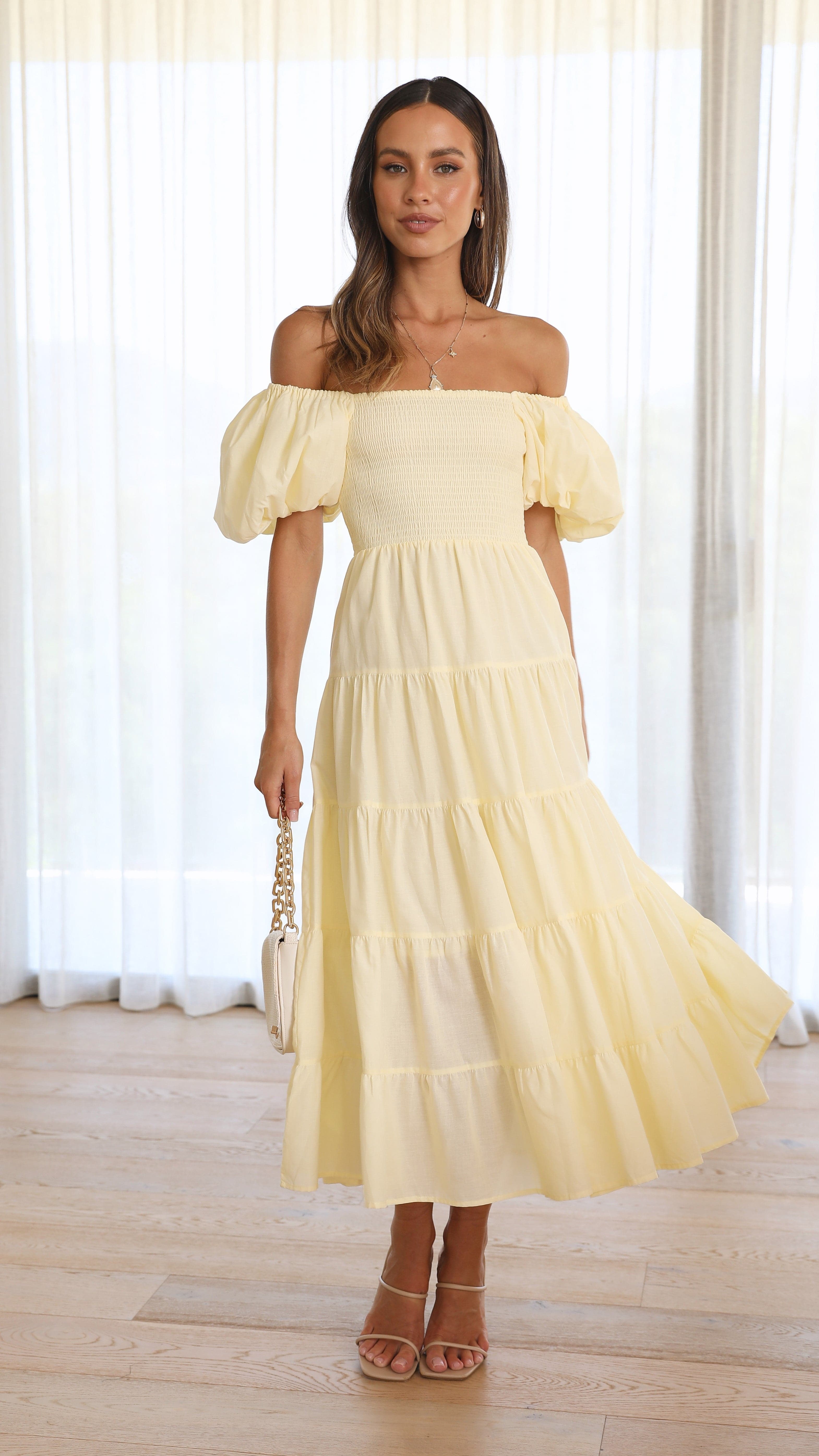 Chyna Midi Dress - Lemon-Sunshines Bliss