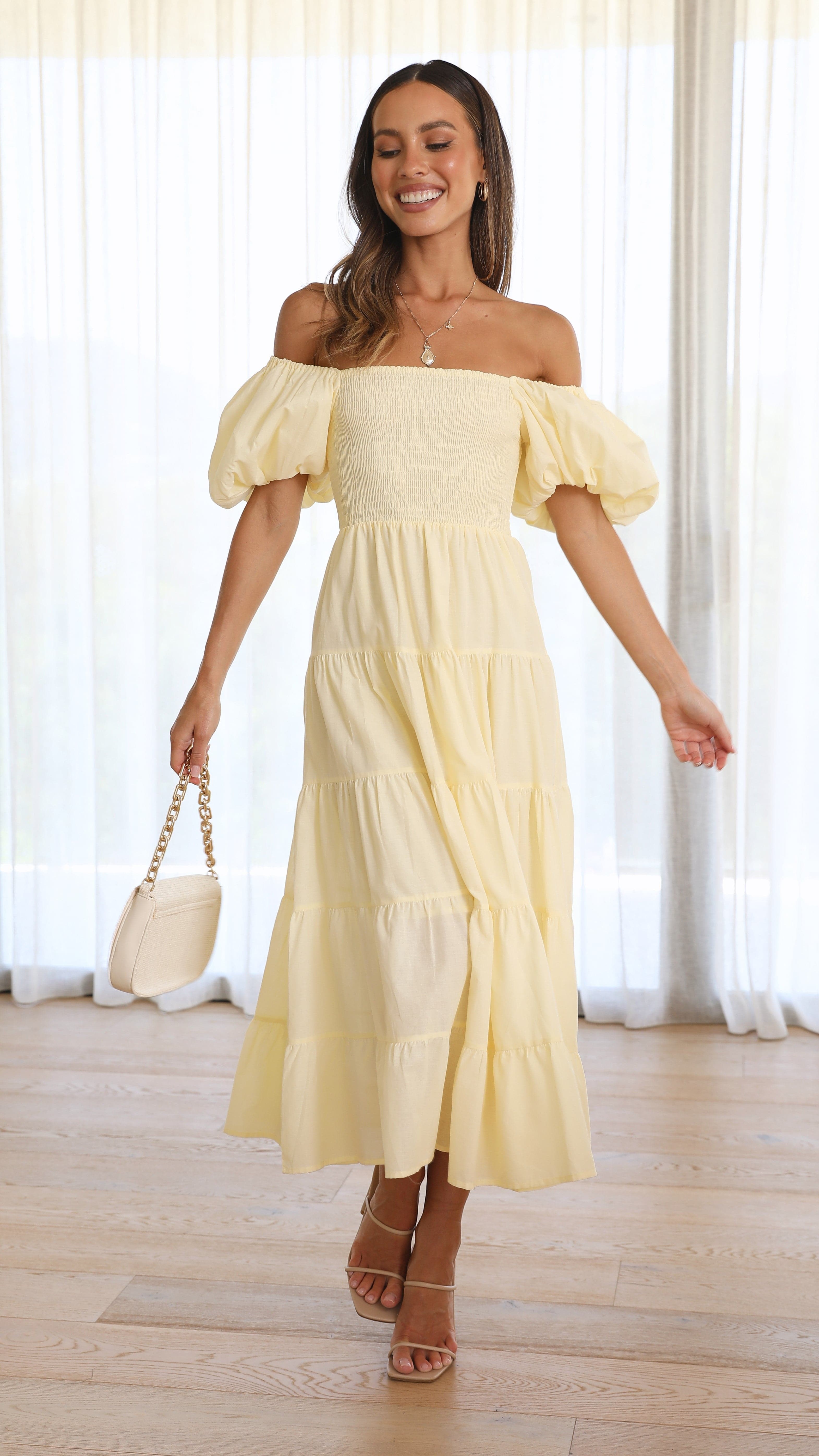 Chyna Midi Dress - Lemon-Sunshines Bliss