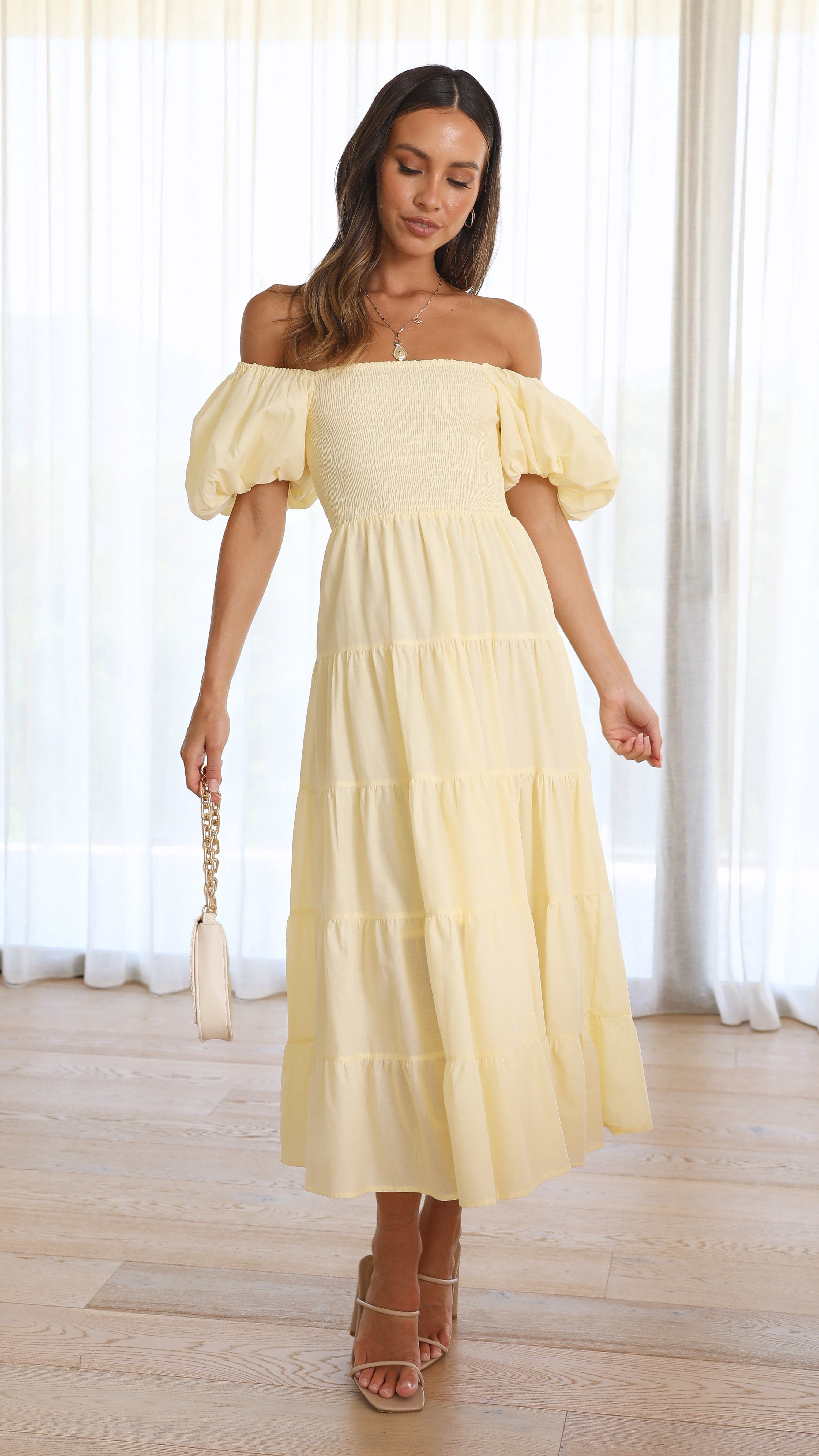 Chyna Midi Dress - Lemon-Sunshines Bliss