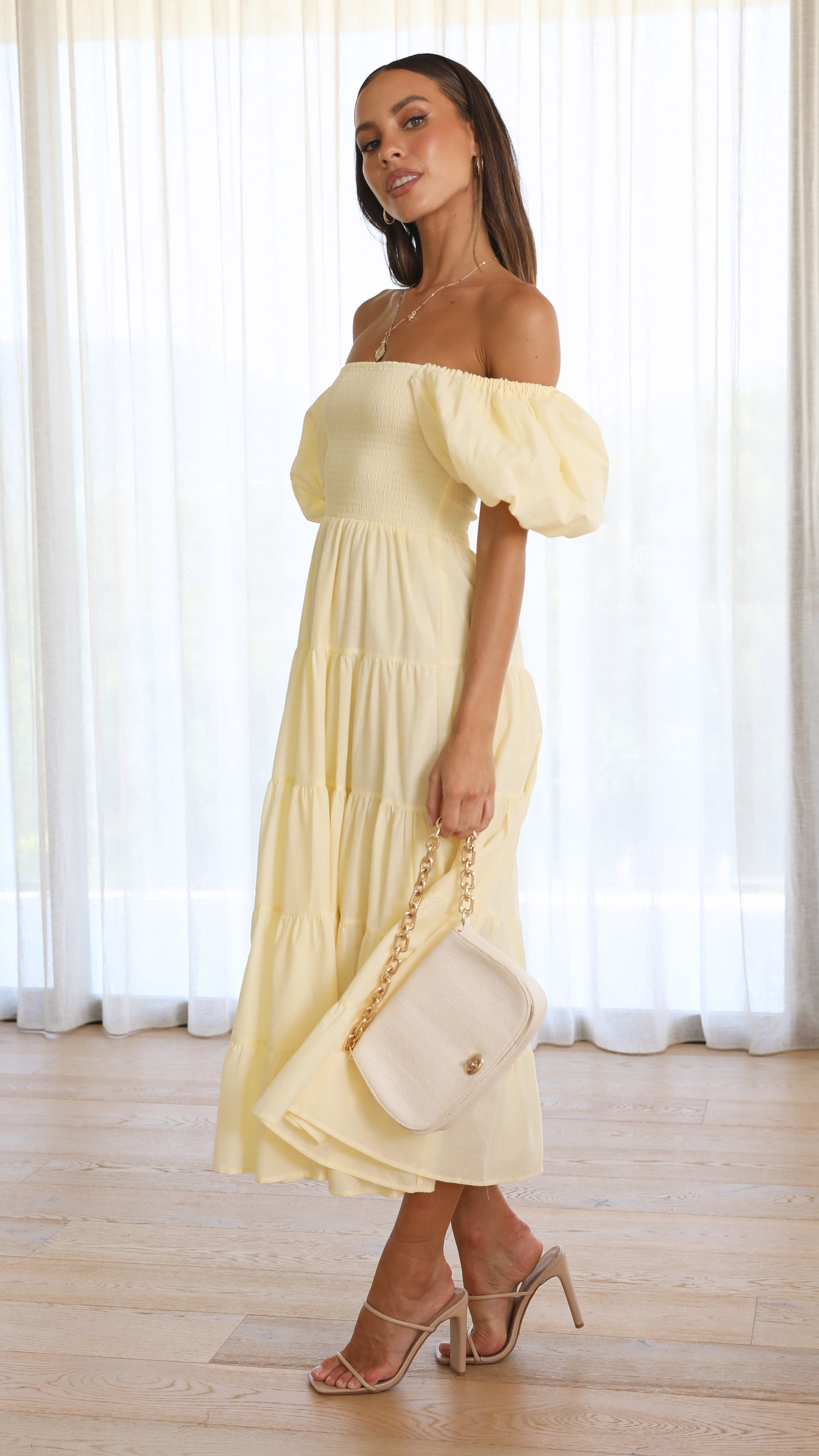 Chyna Midi Dress - Lemon-Sunshines Bliss