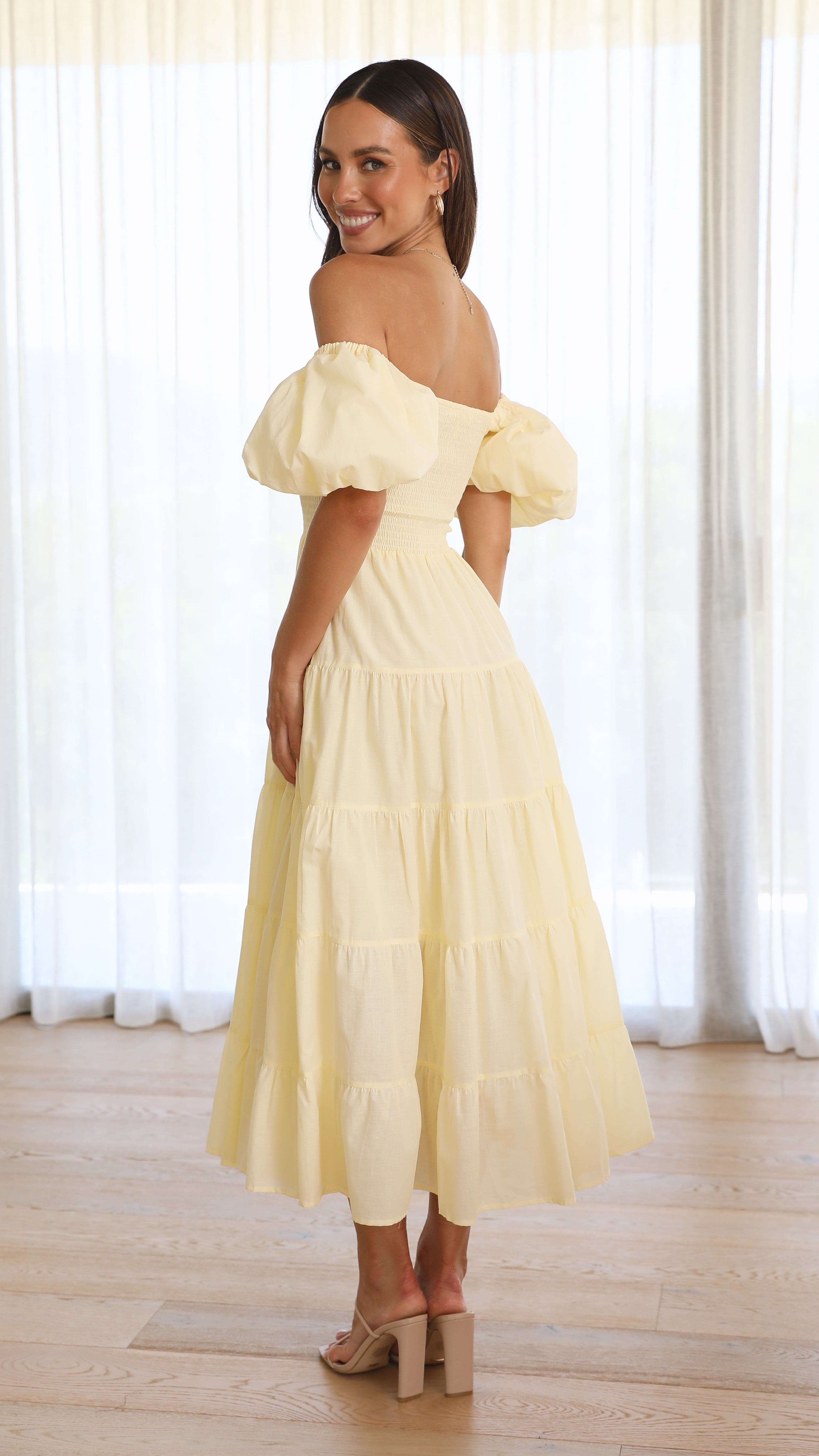 Chyna Midi Dress - Lemon-Sunshines Bliss