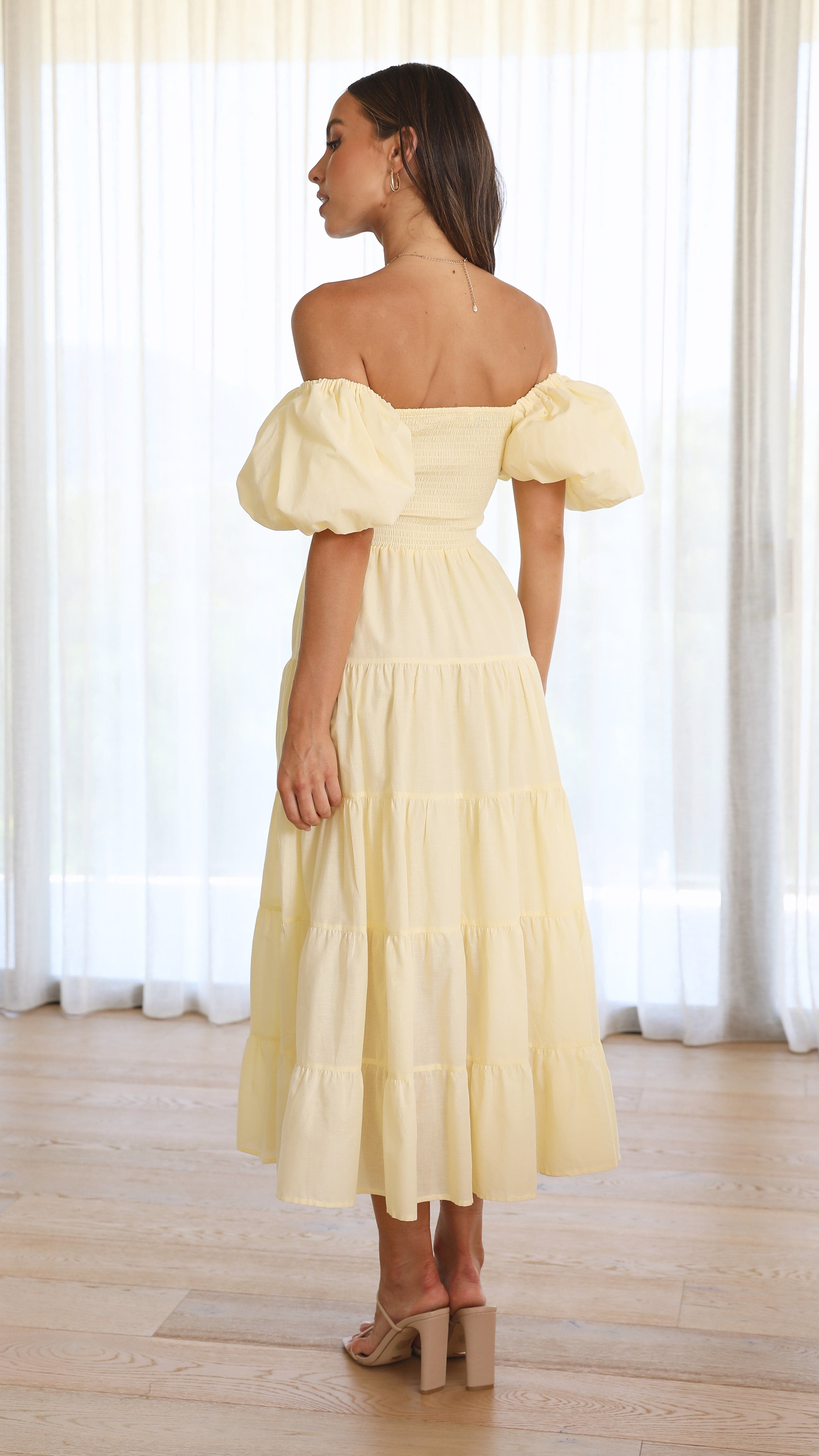 Chyna Midi Dress - Lemon-Sunshines Bliss