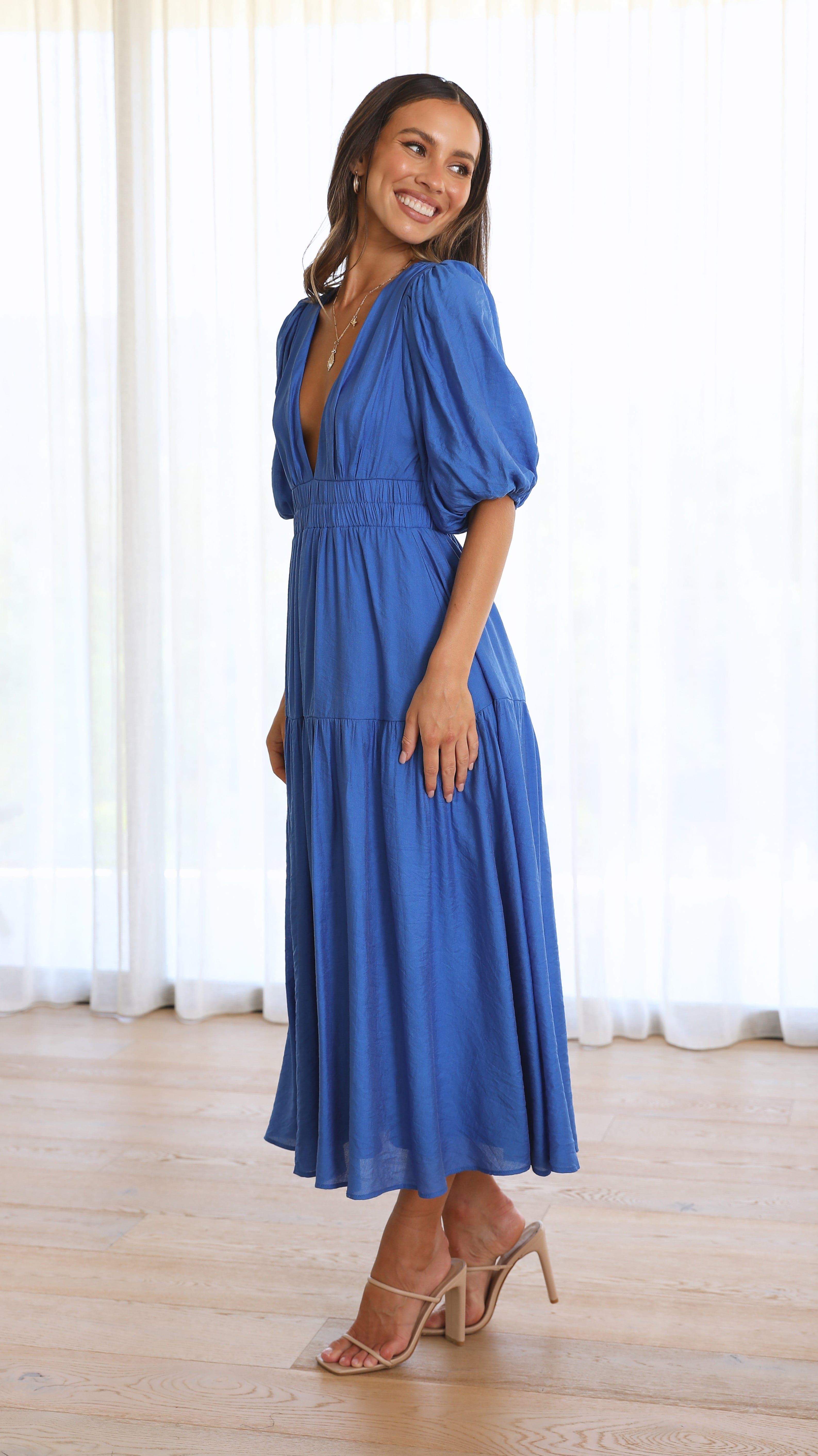 Erin Midi Dress - Cobalt Blue-Sunshines Bliss