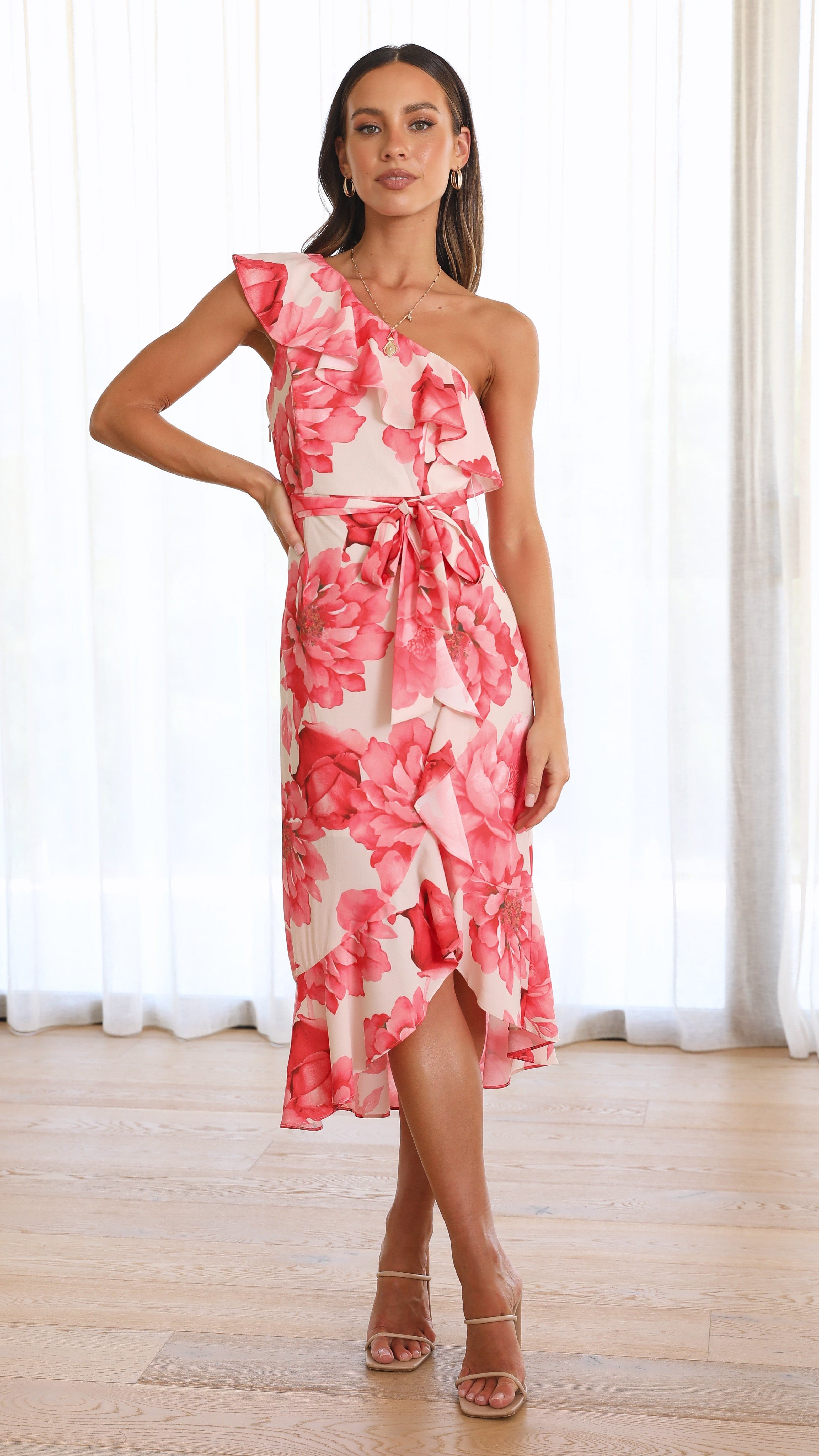 Calie Midi Dress - Pink Floral-Sunshines Bliss