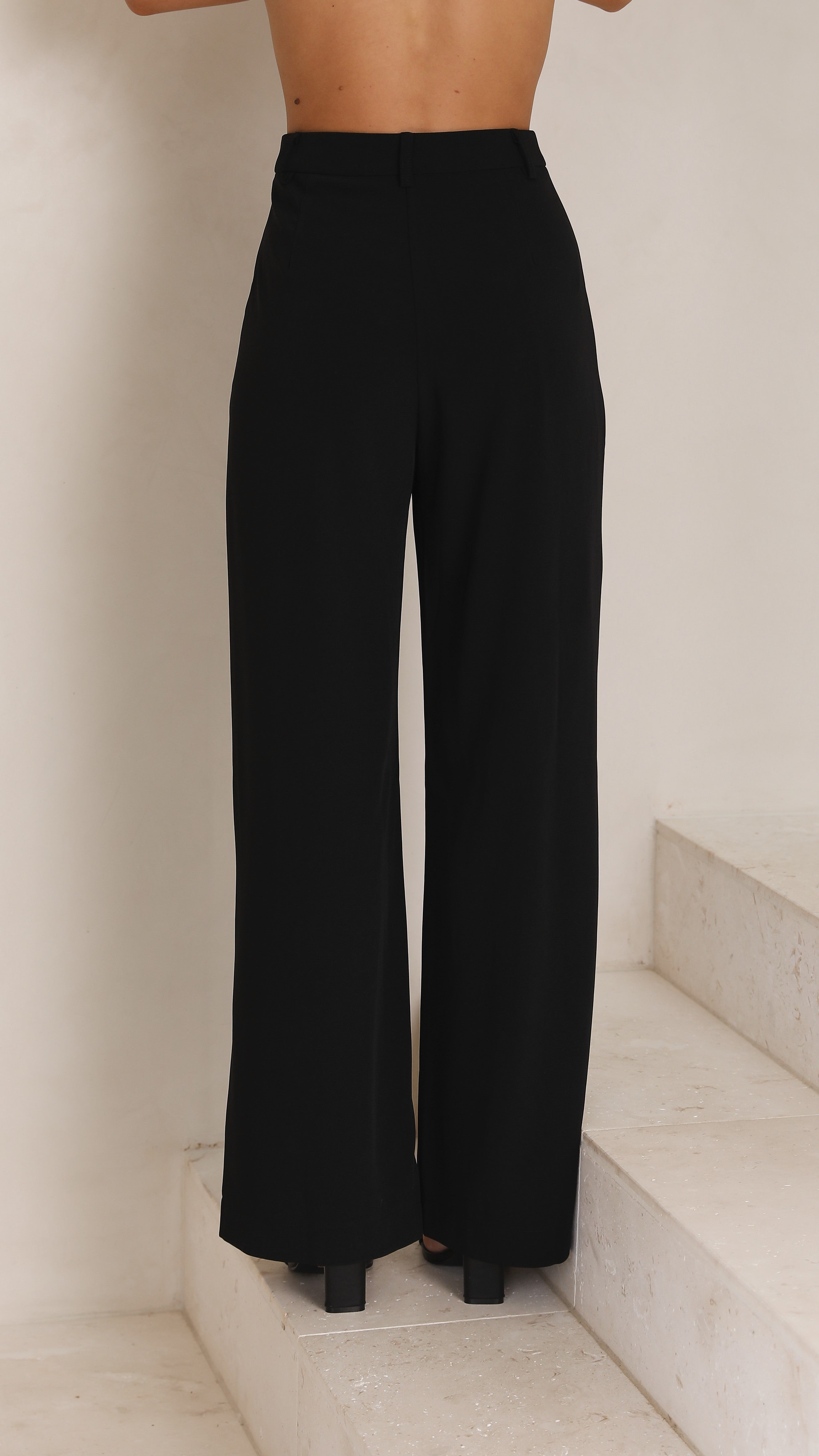 Coral Wide Leg Pants - Black-Sunshines Bliss