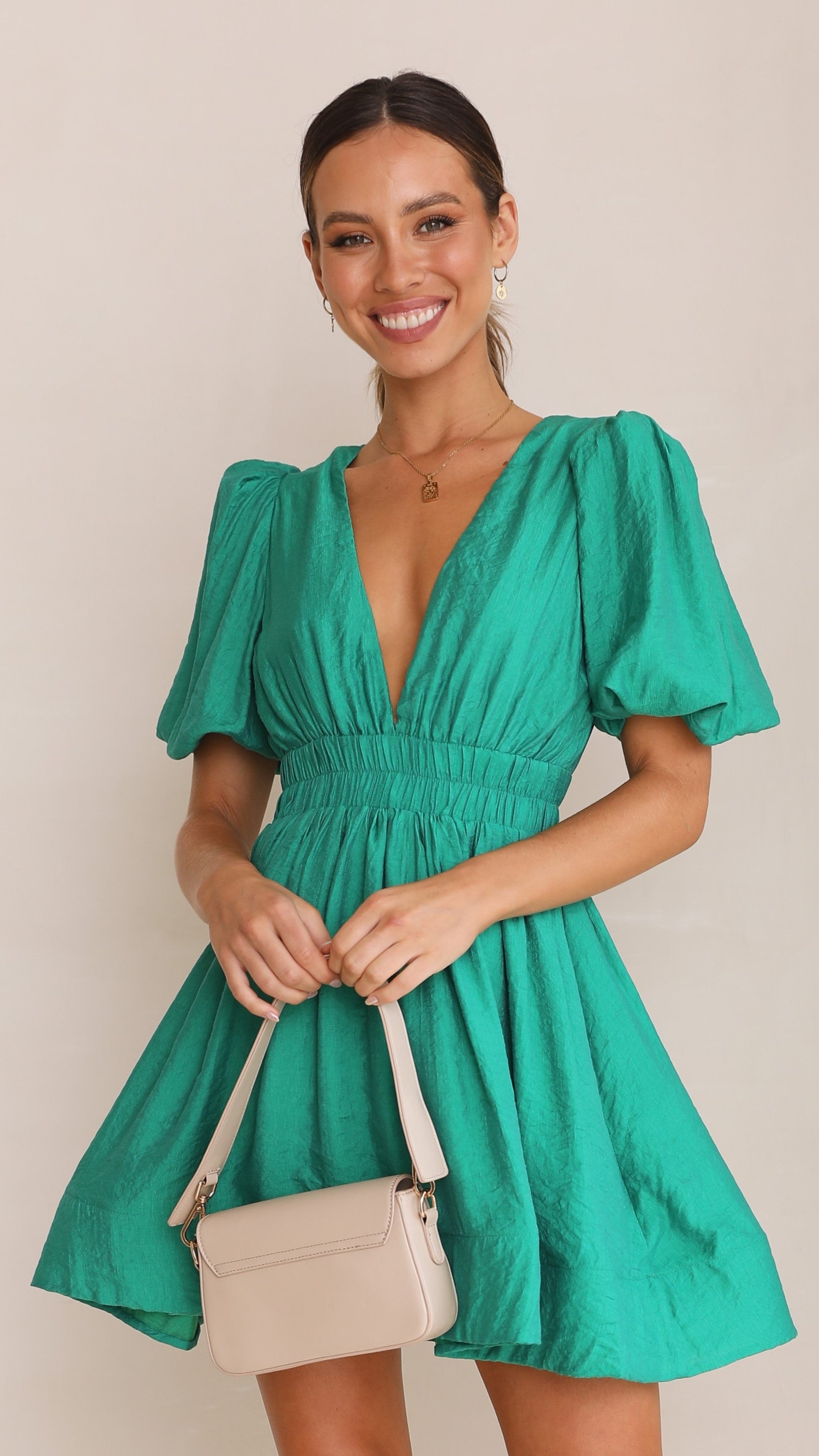 Erin Mini Dress - Green-Sunshines Bliss