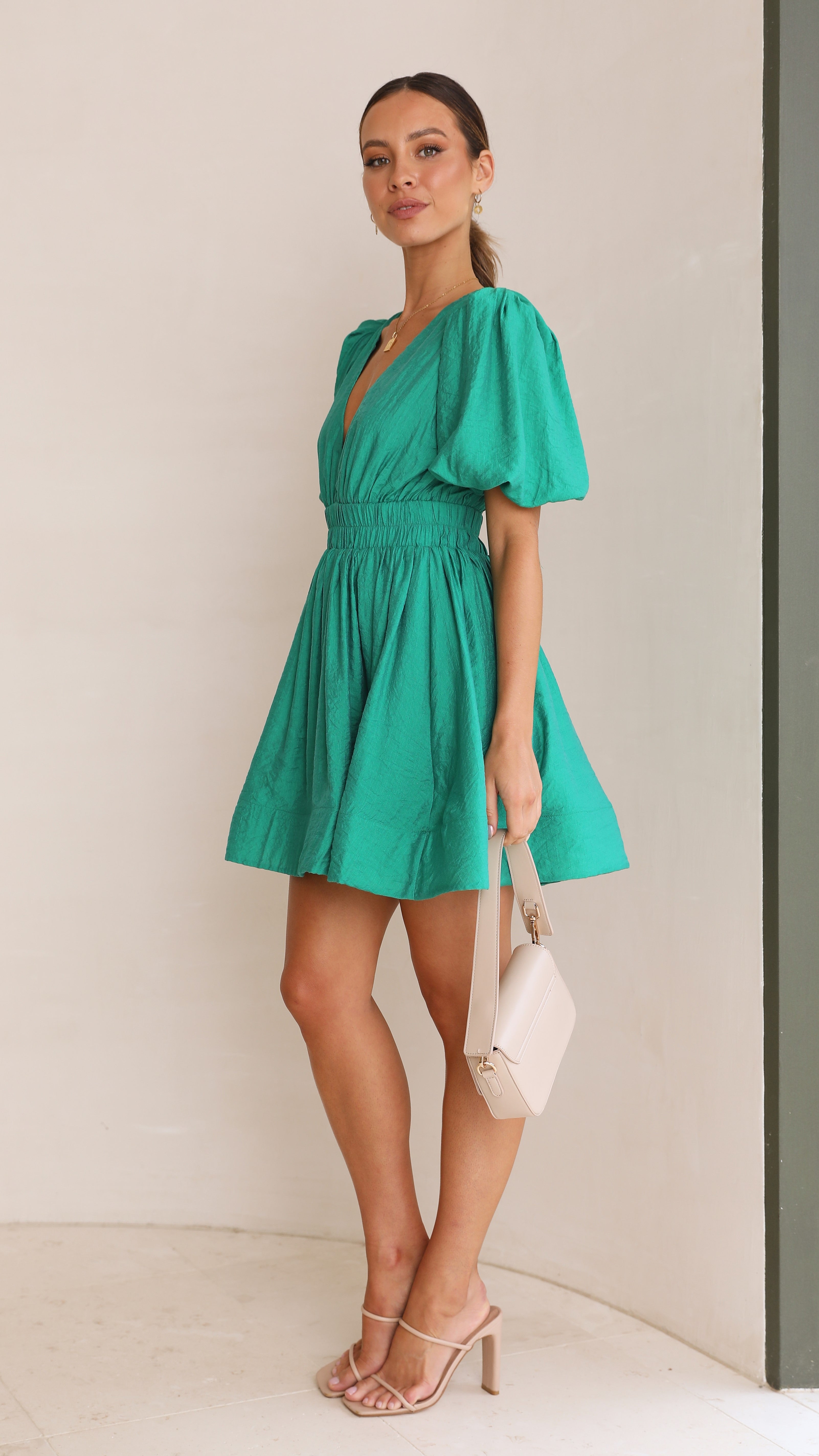 Erin Mini Dress - Green-Sunshines Bliss