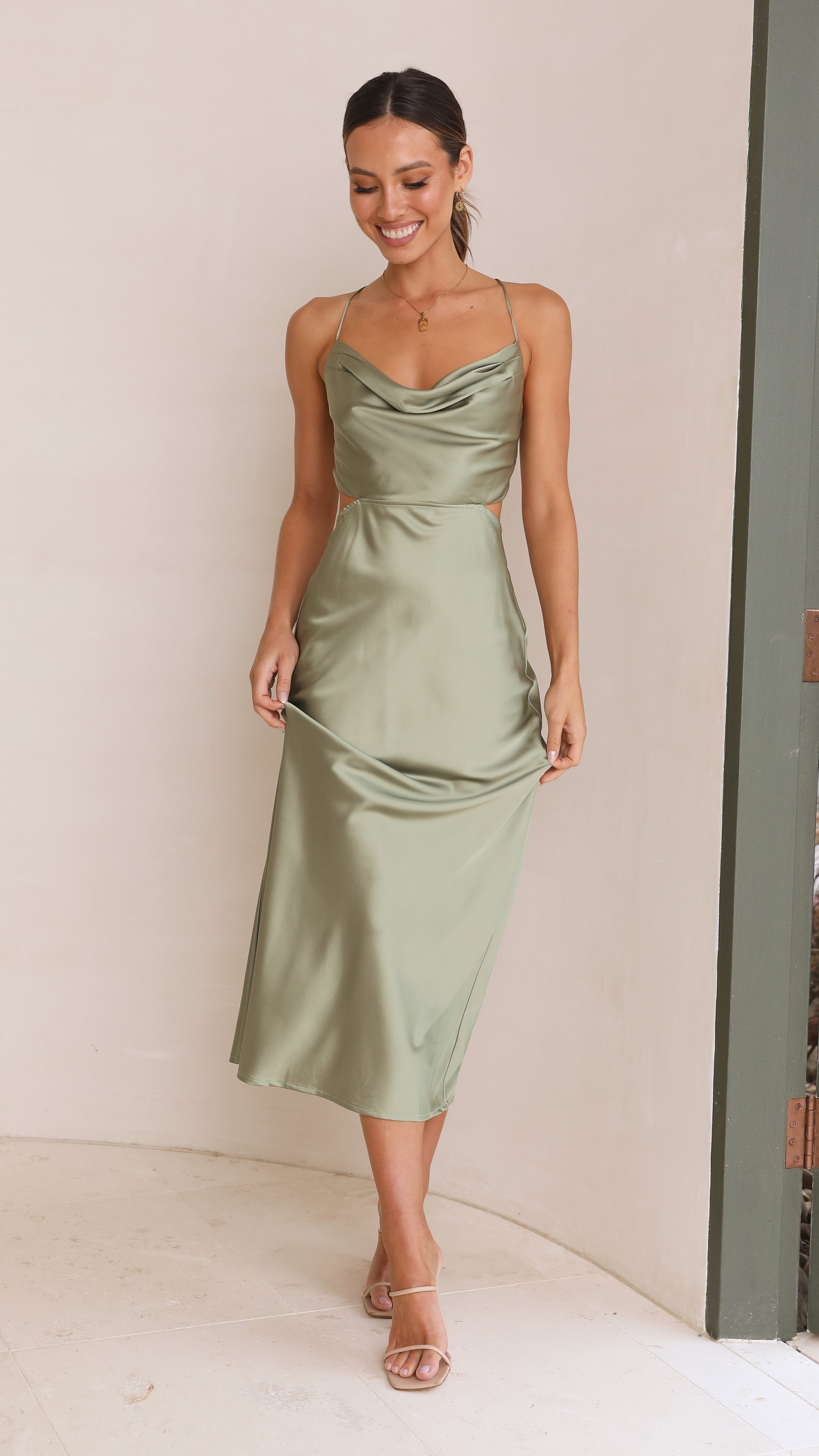 Charis Slip Dress - Khaki-Sunshines Bliss