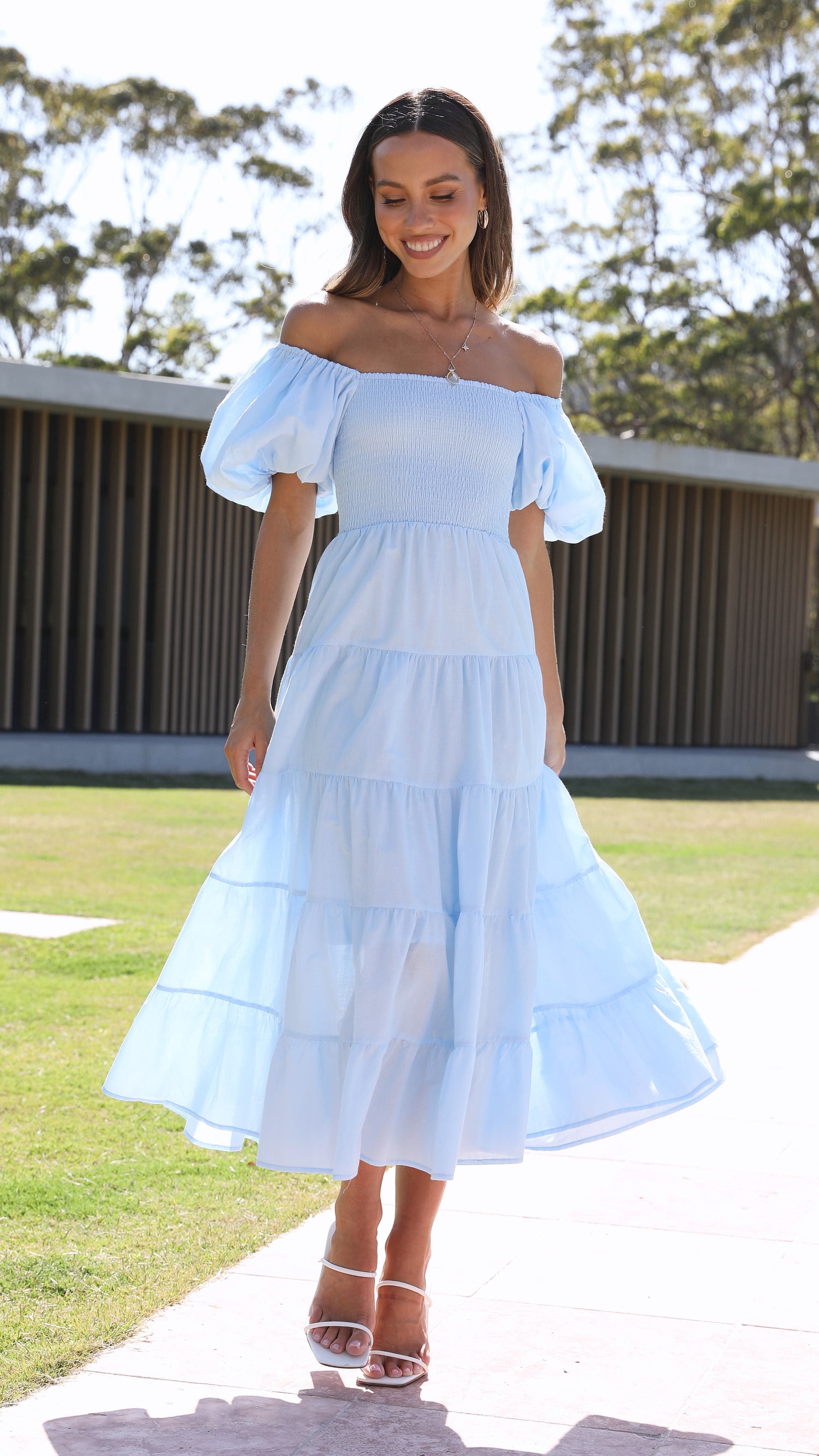 Chyna Midi Dress - Sky Blue-Sunshines Bliss