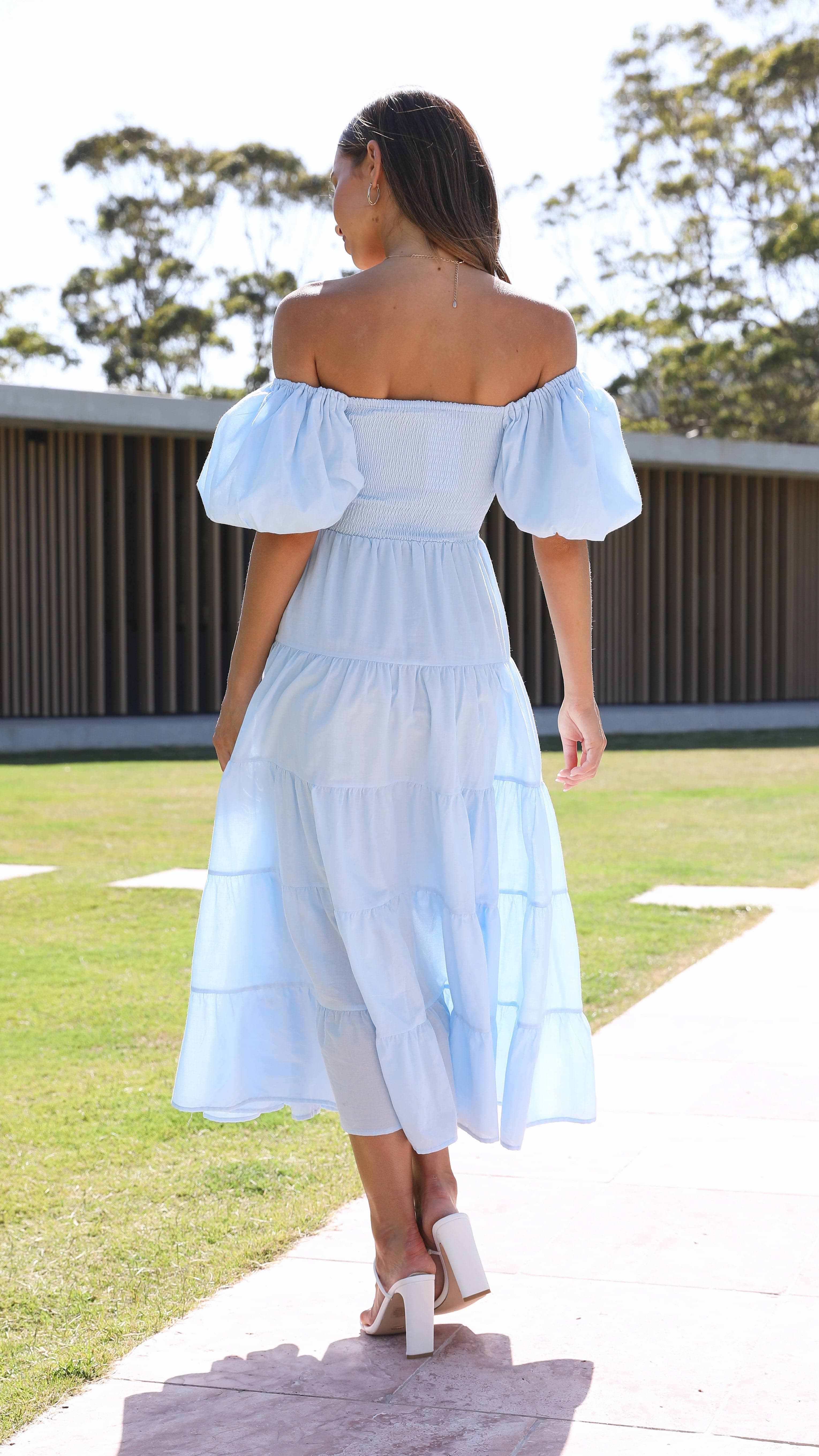 Chyna Midi Dress - Sky Blue-Sunshines Bliss