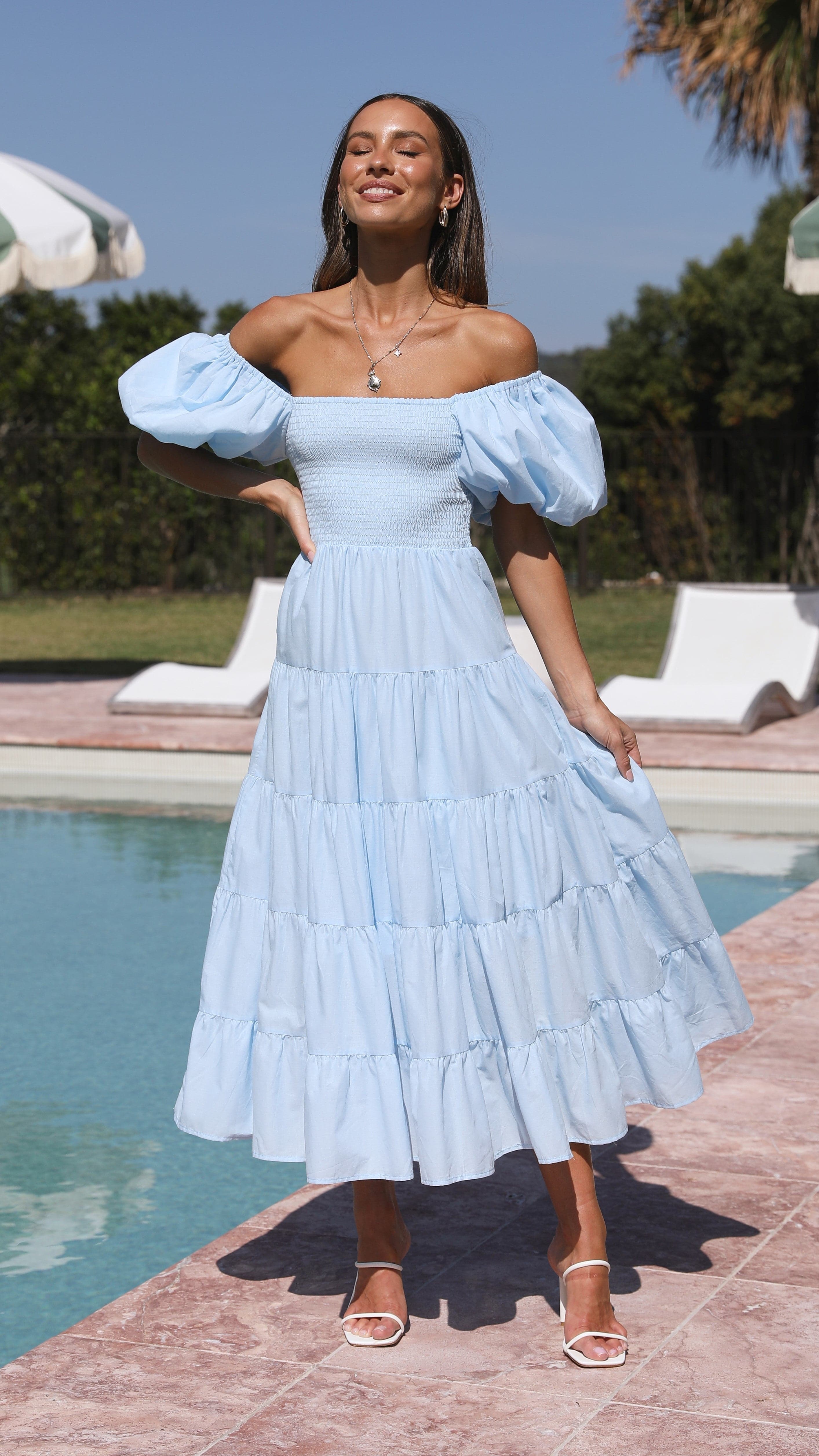 Chyna Midi Dress - Sky Blue-Sunshines Bliss