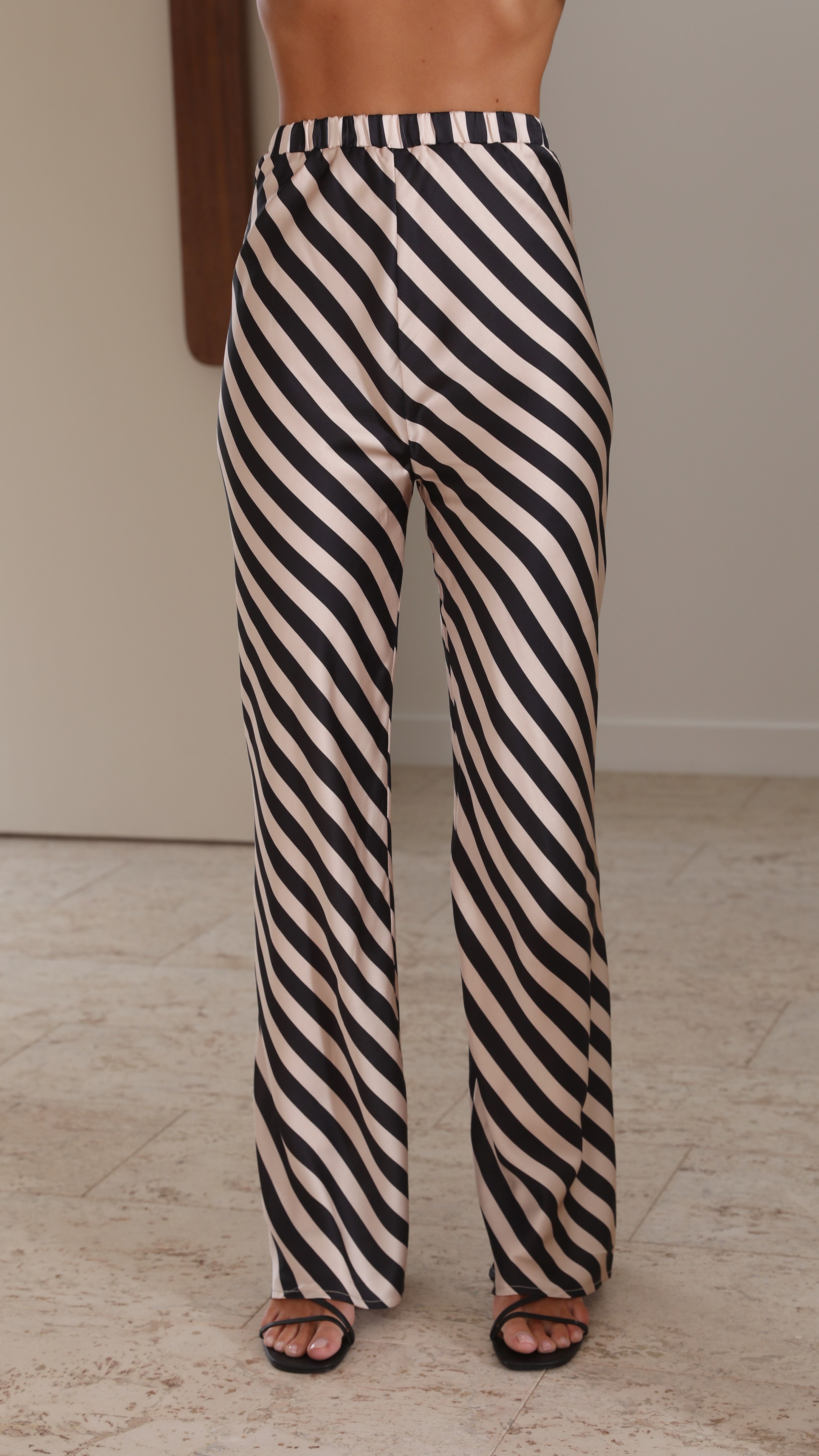 Myra Button Up Shirt and Pants Set - Black/Cream Stripe-Sunshines Bliss