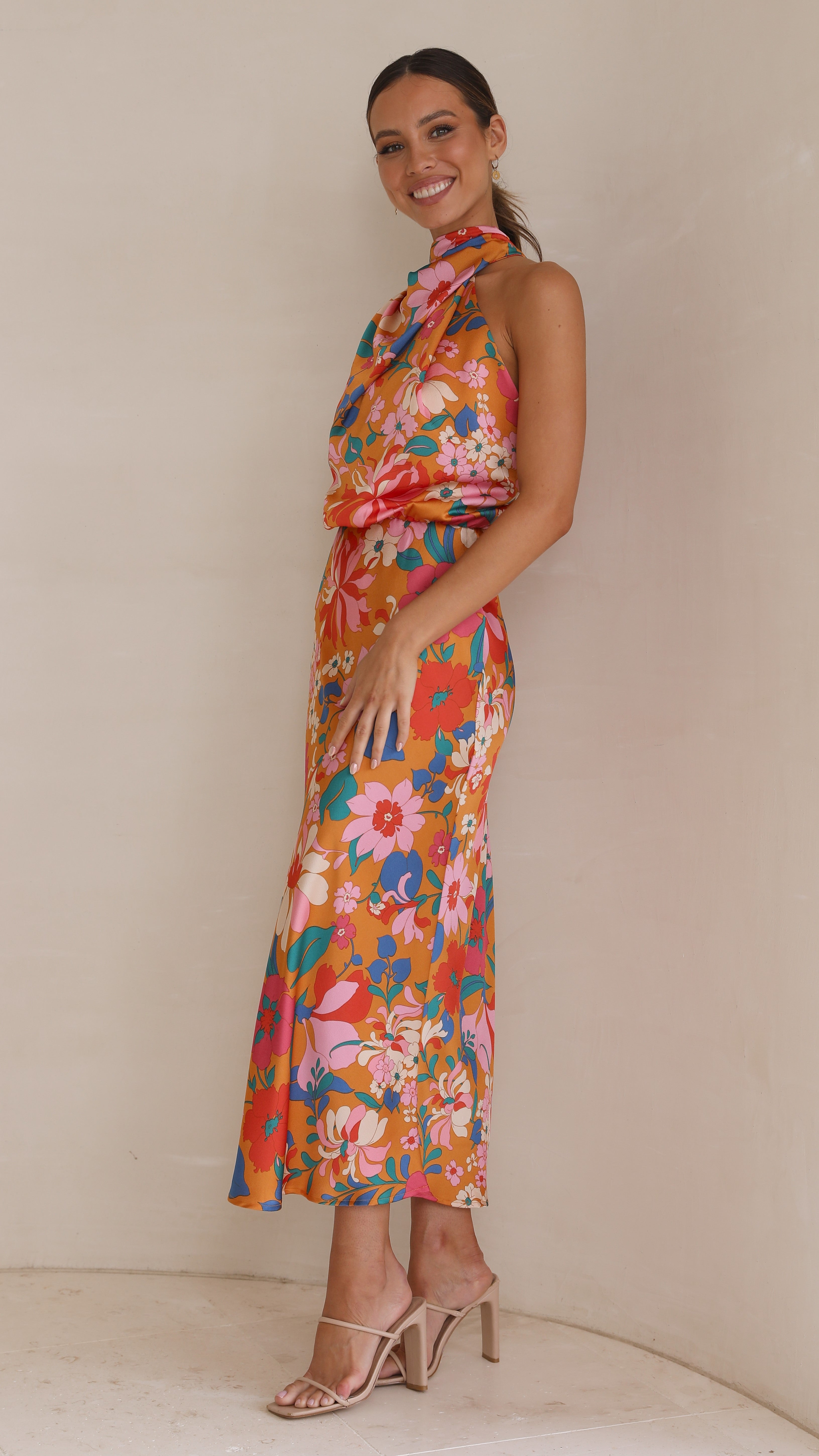 Claudia Maxi Dress - Orange Floral-Sunshines Bliss