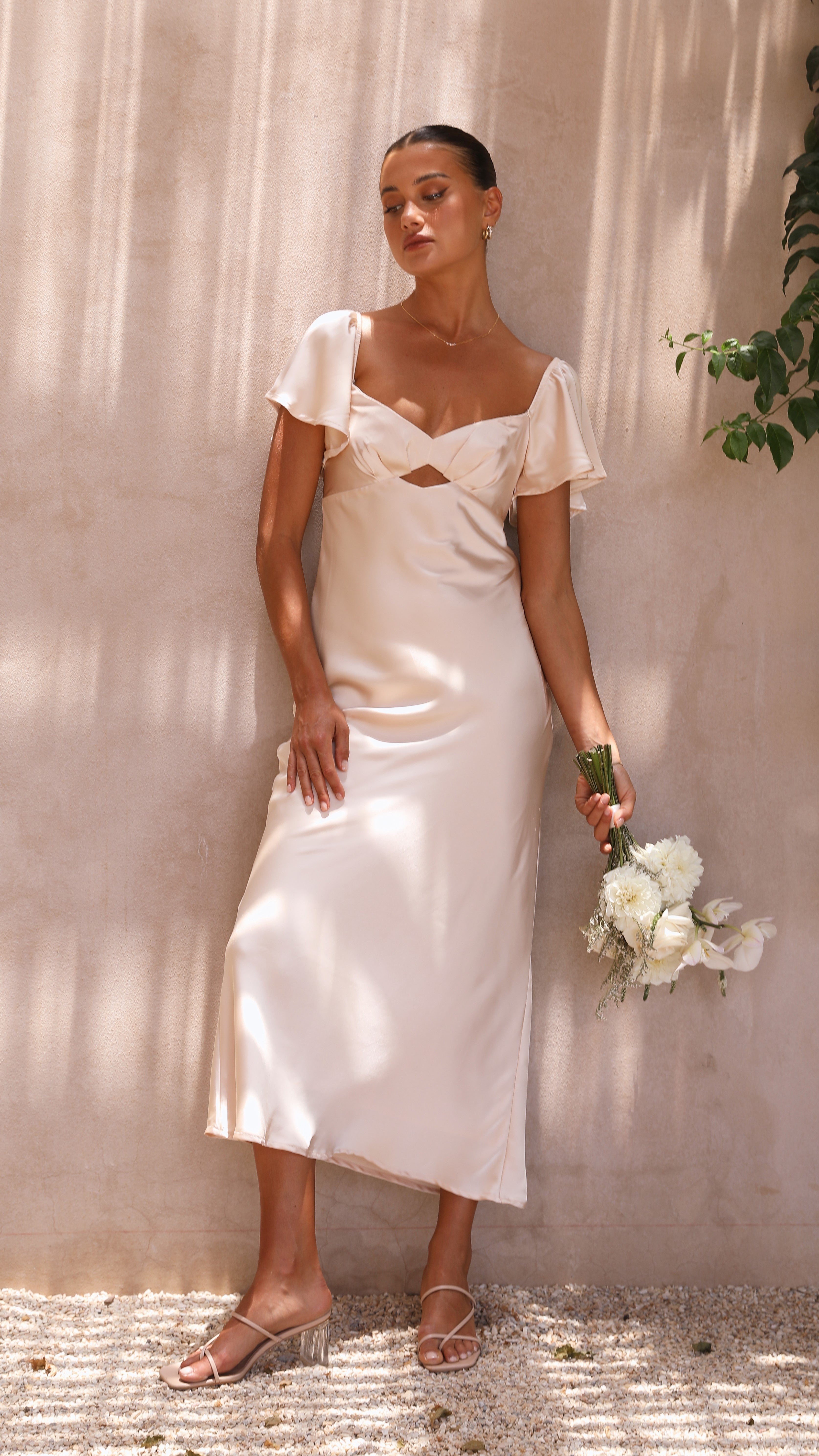 Carmen Midi Dress - Champagne-Sunshines Bliss