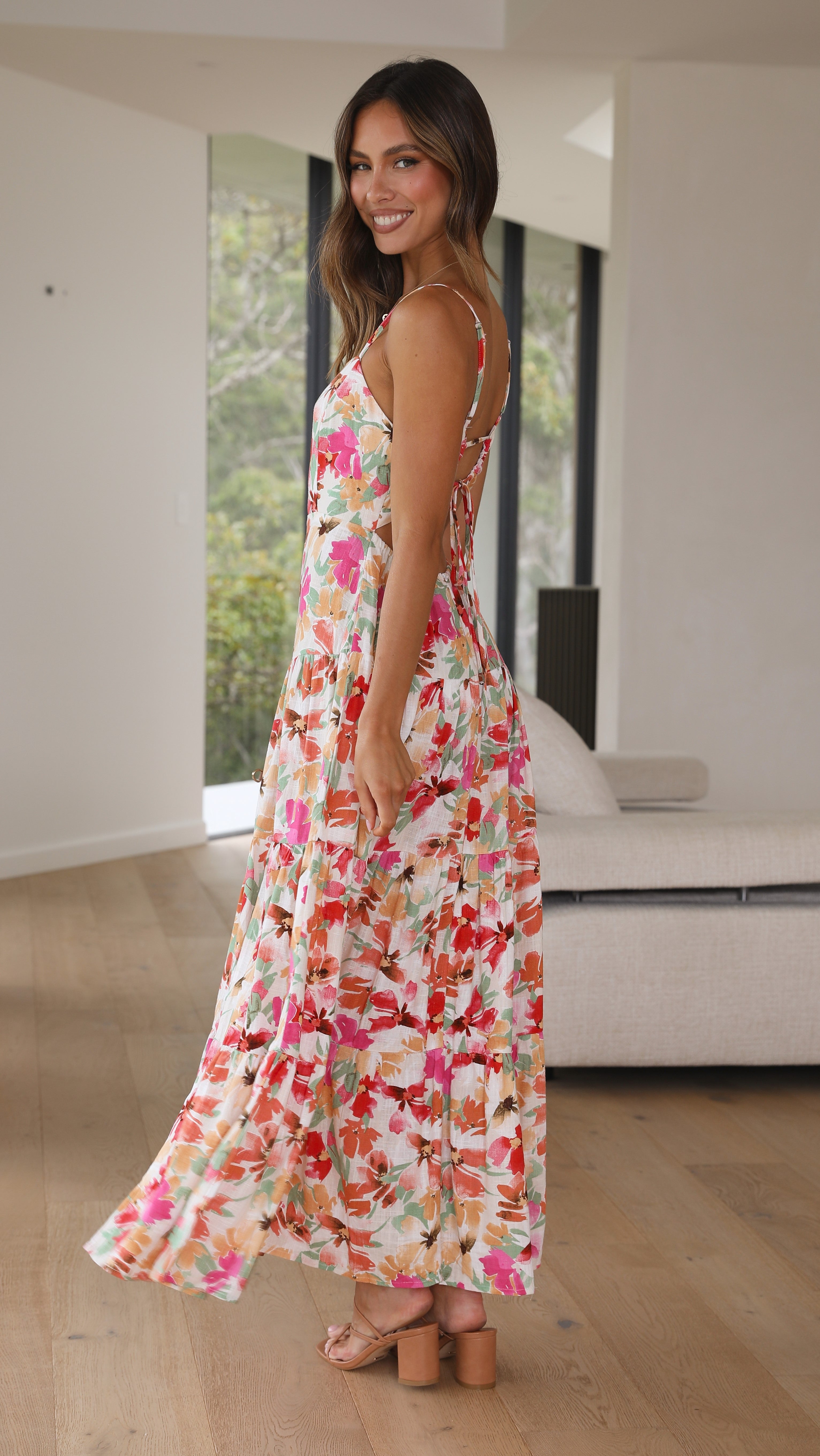 Finley Midi Dress - Fiery Rose-Sunshines Bliss