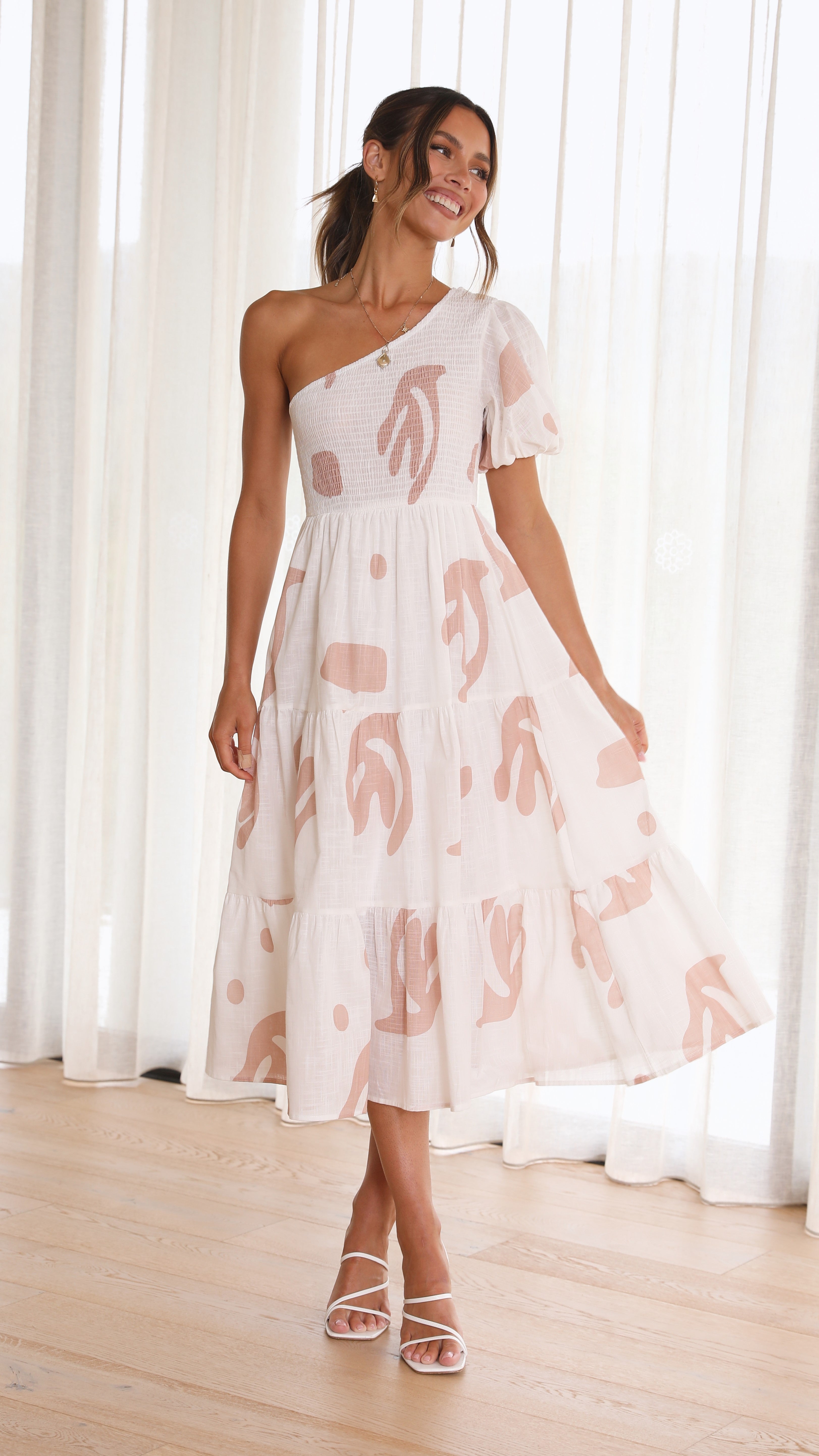 Kingsley Midi Dress - Beige-Sunshines Bliss