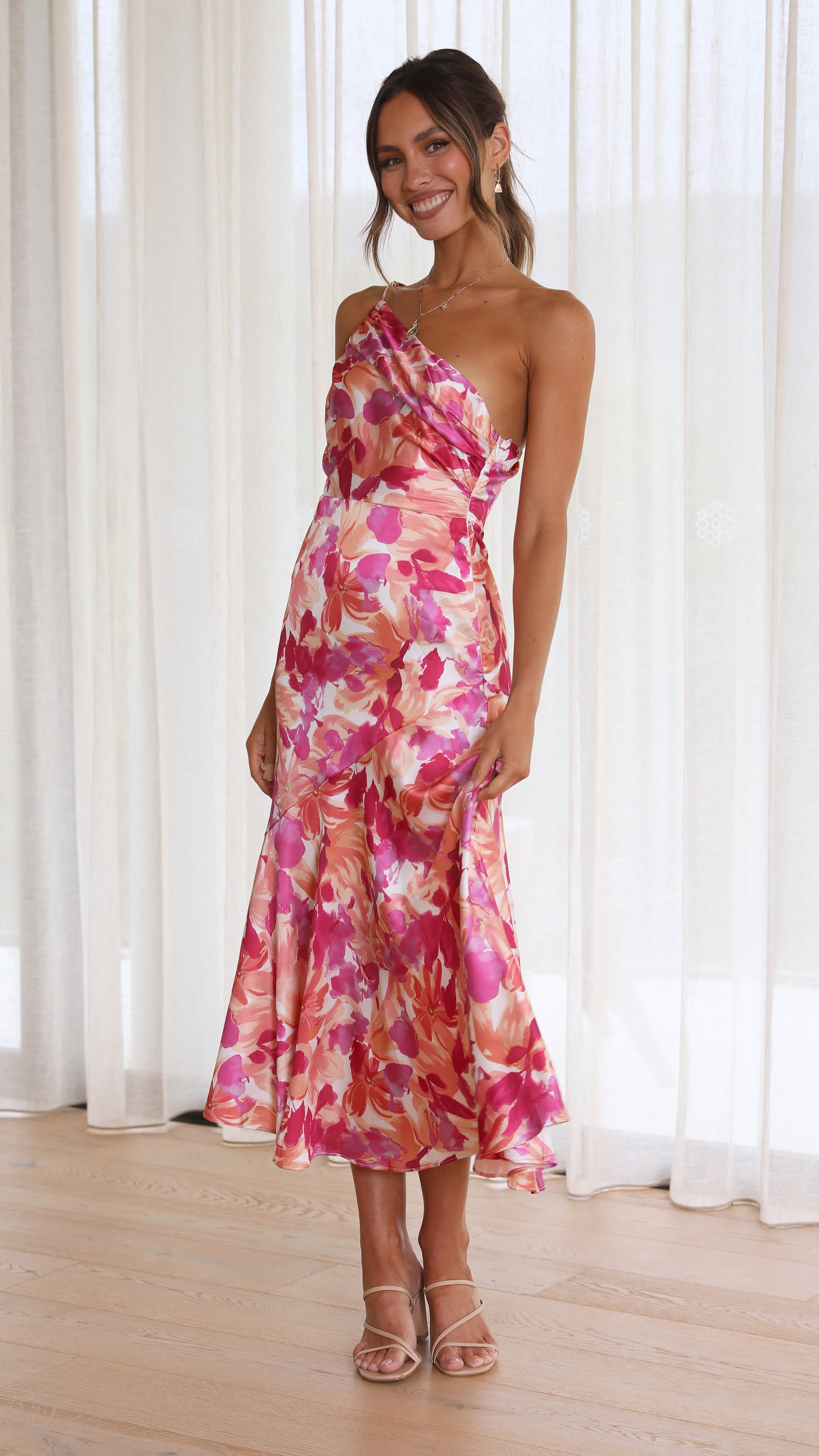 Hayley Midi Dress - Pink Floral-Sunshines Bliss