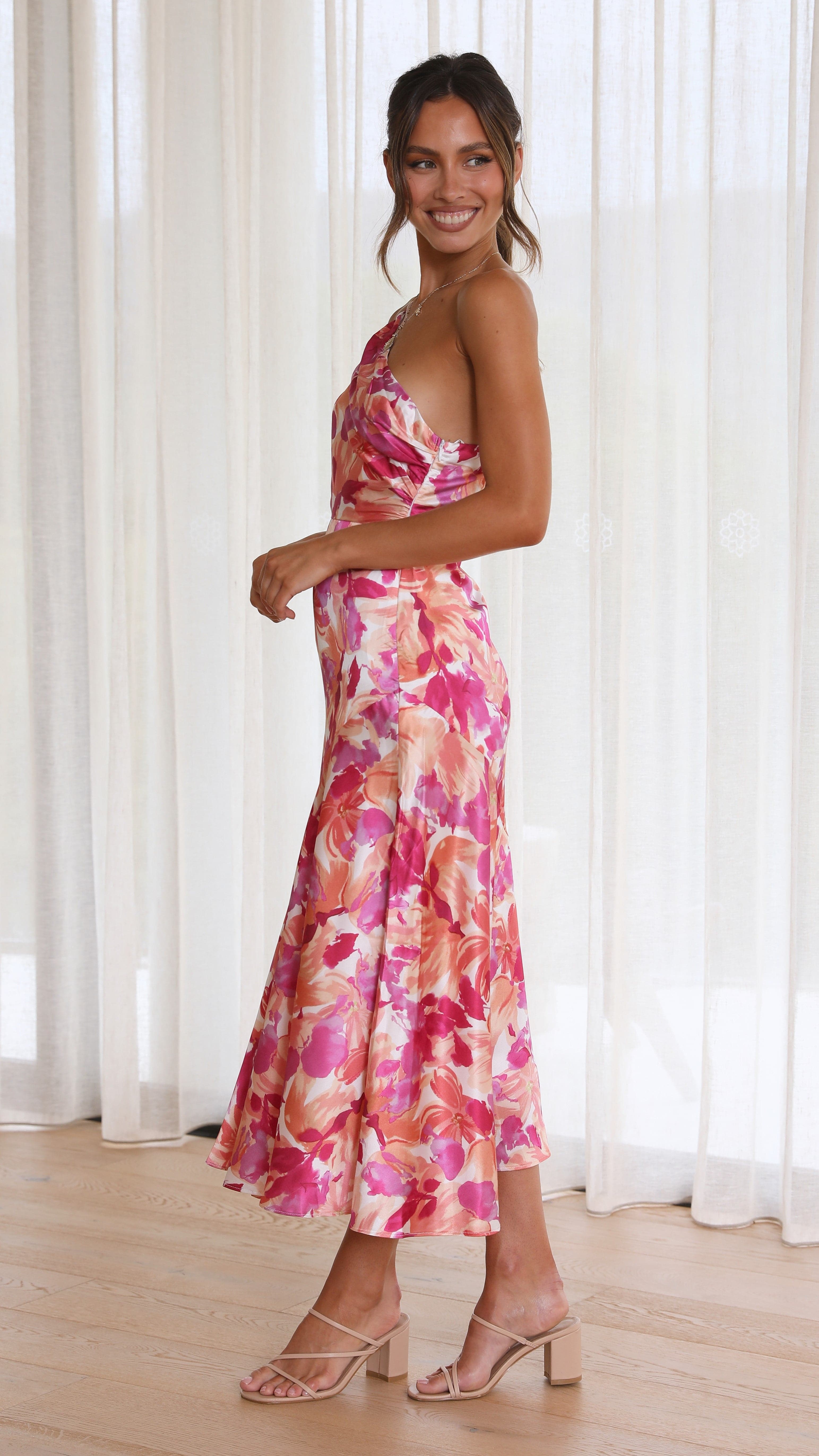 Hayley Midi Dress - Pink Floral-Sunshines Bliss