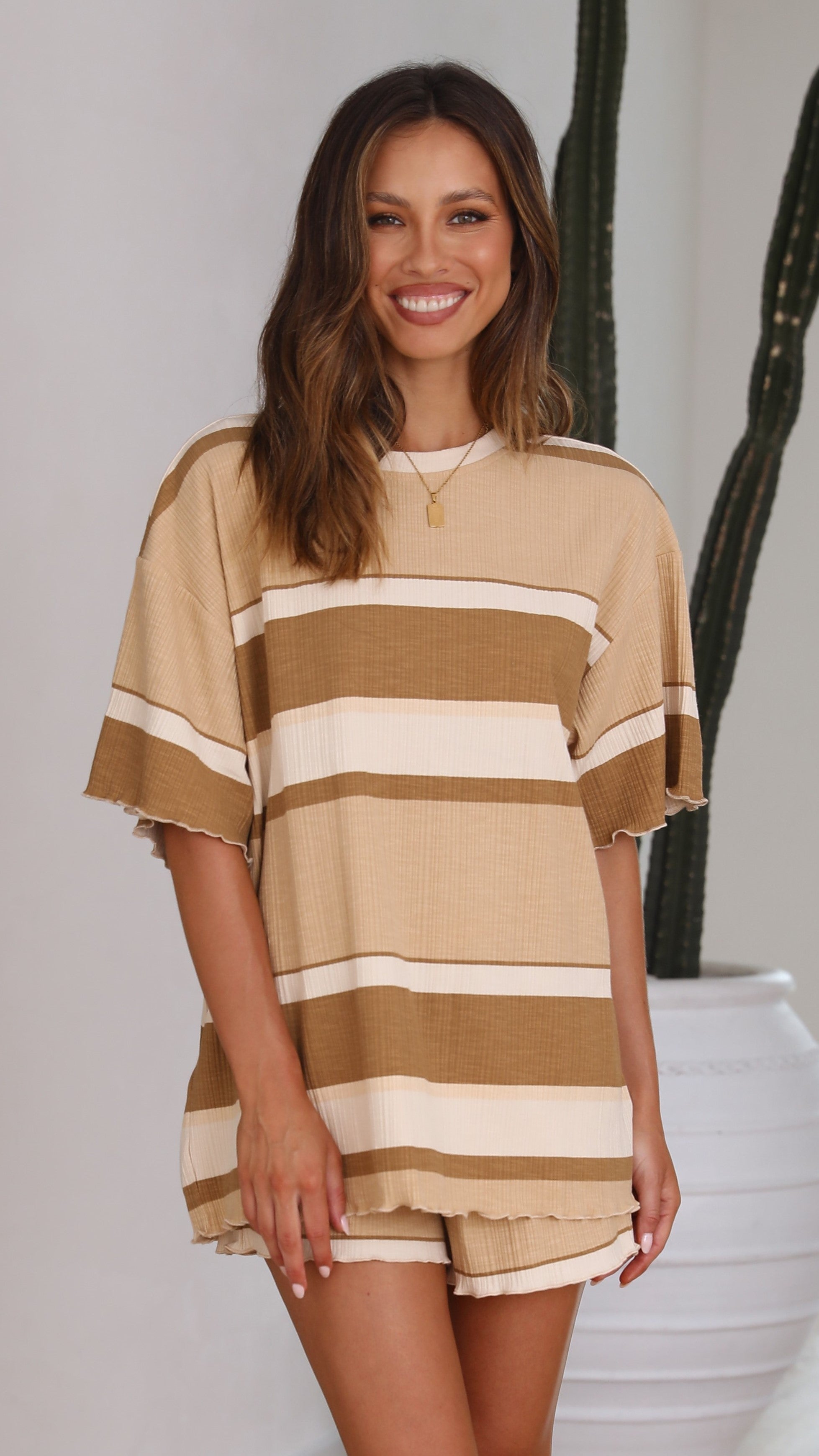 Candace Tee - Stripe Print-Sunshines Bliss