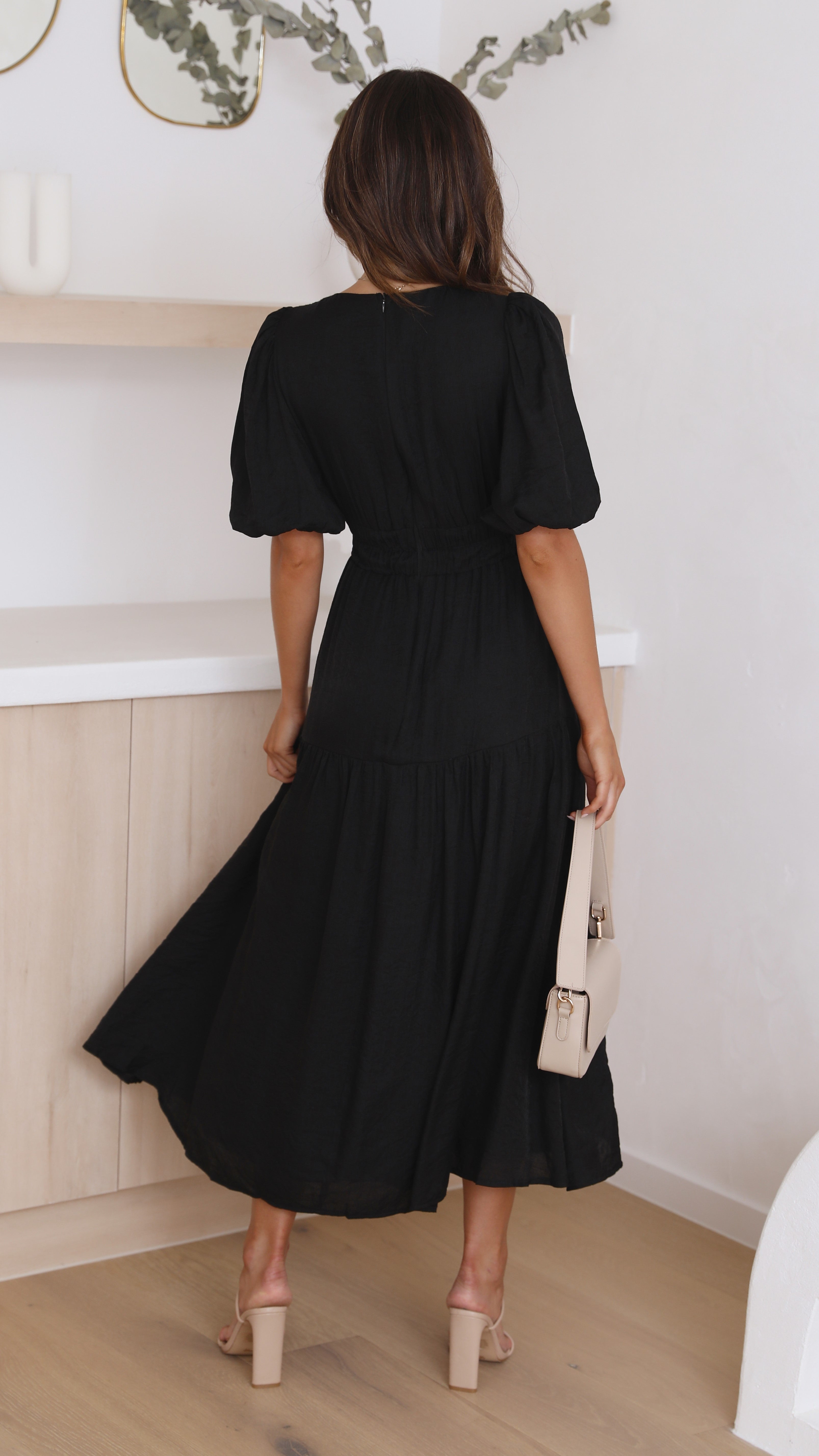 Erin Midi Dress - Black-Sunshines Bliss