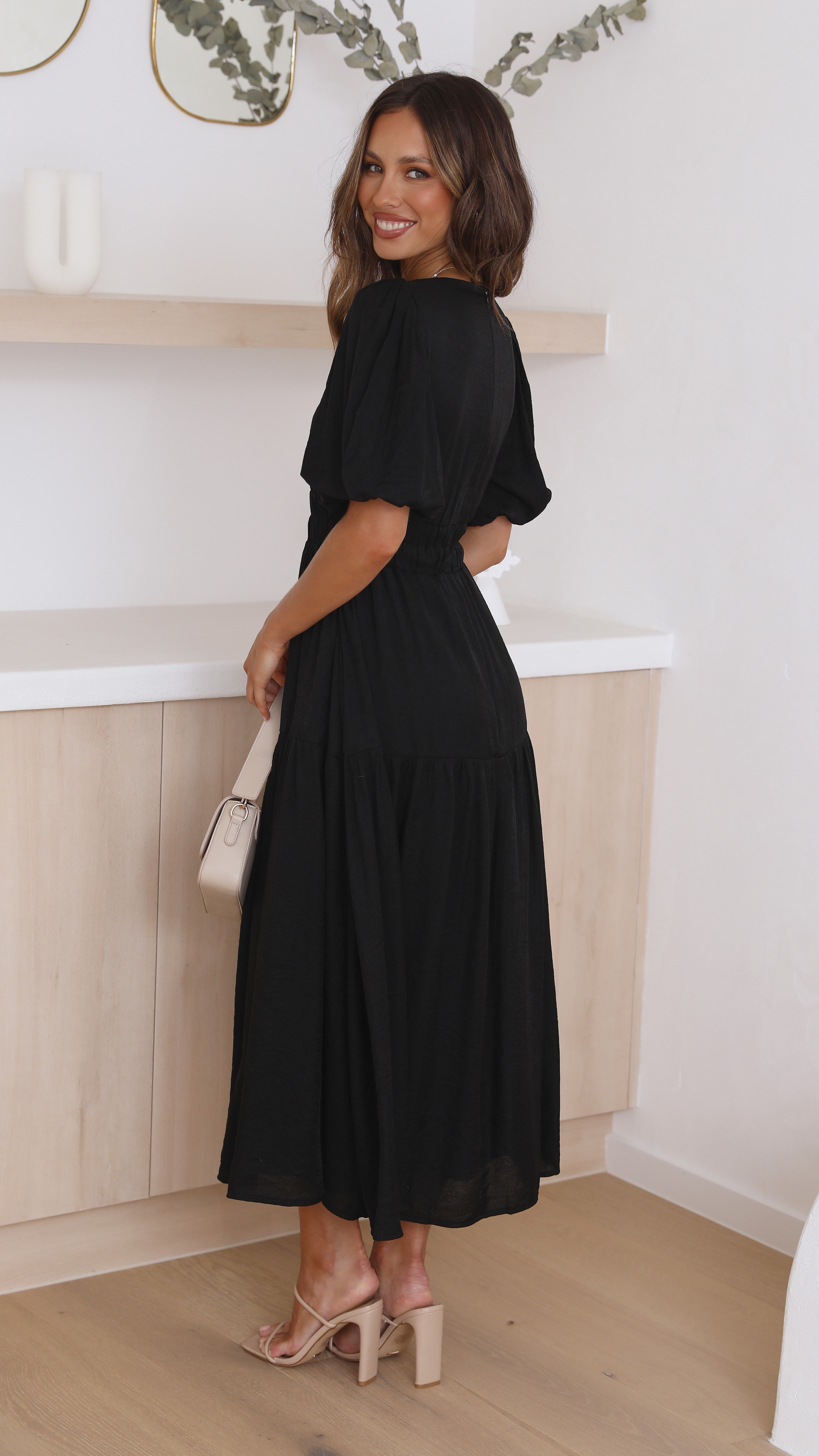 Erin Midi Dress - Black-Sunshines Bliss