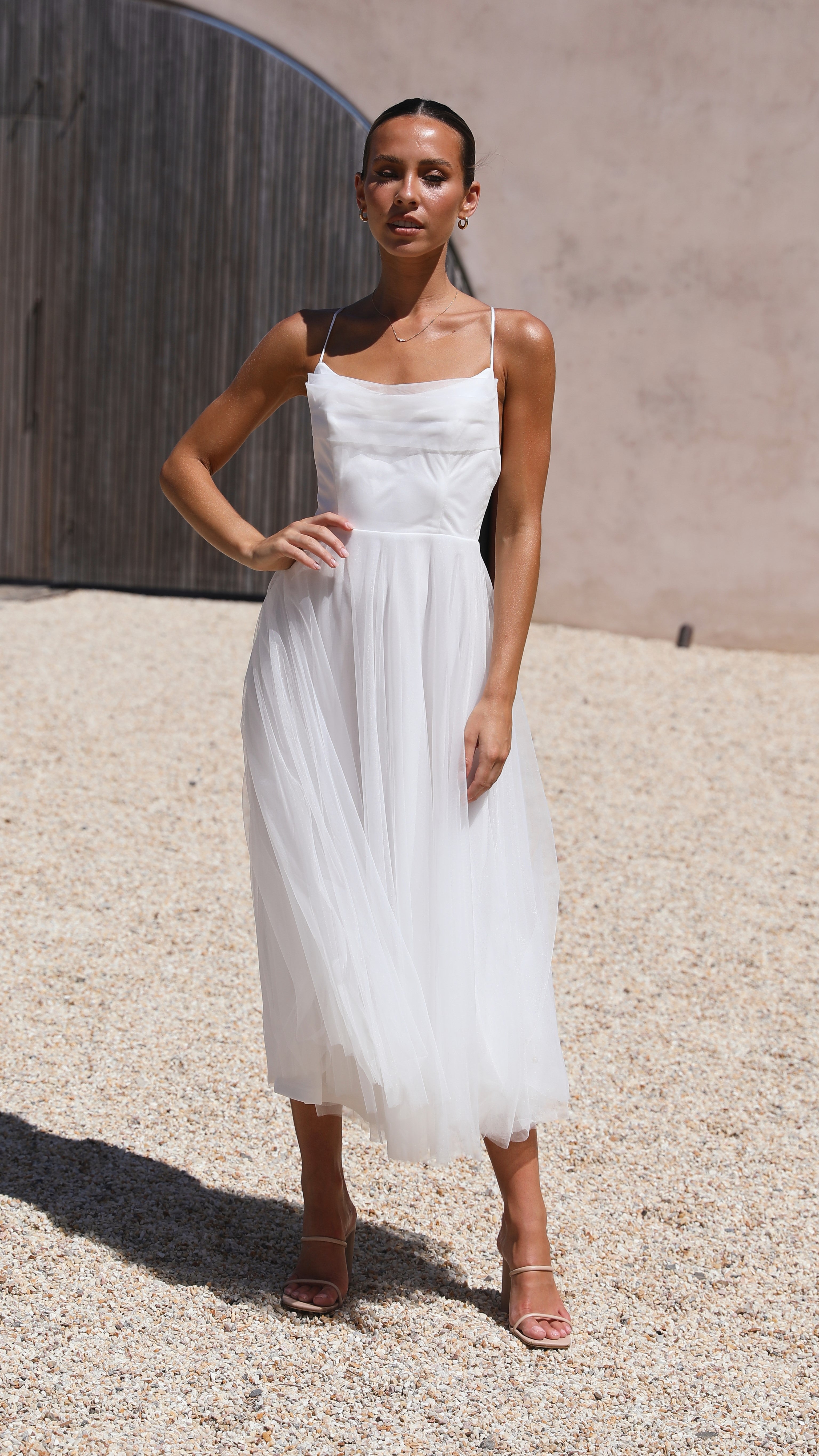 Belle Midi Dress - White-Sunshines Bliss