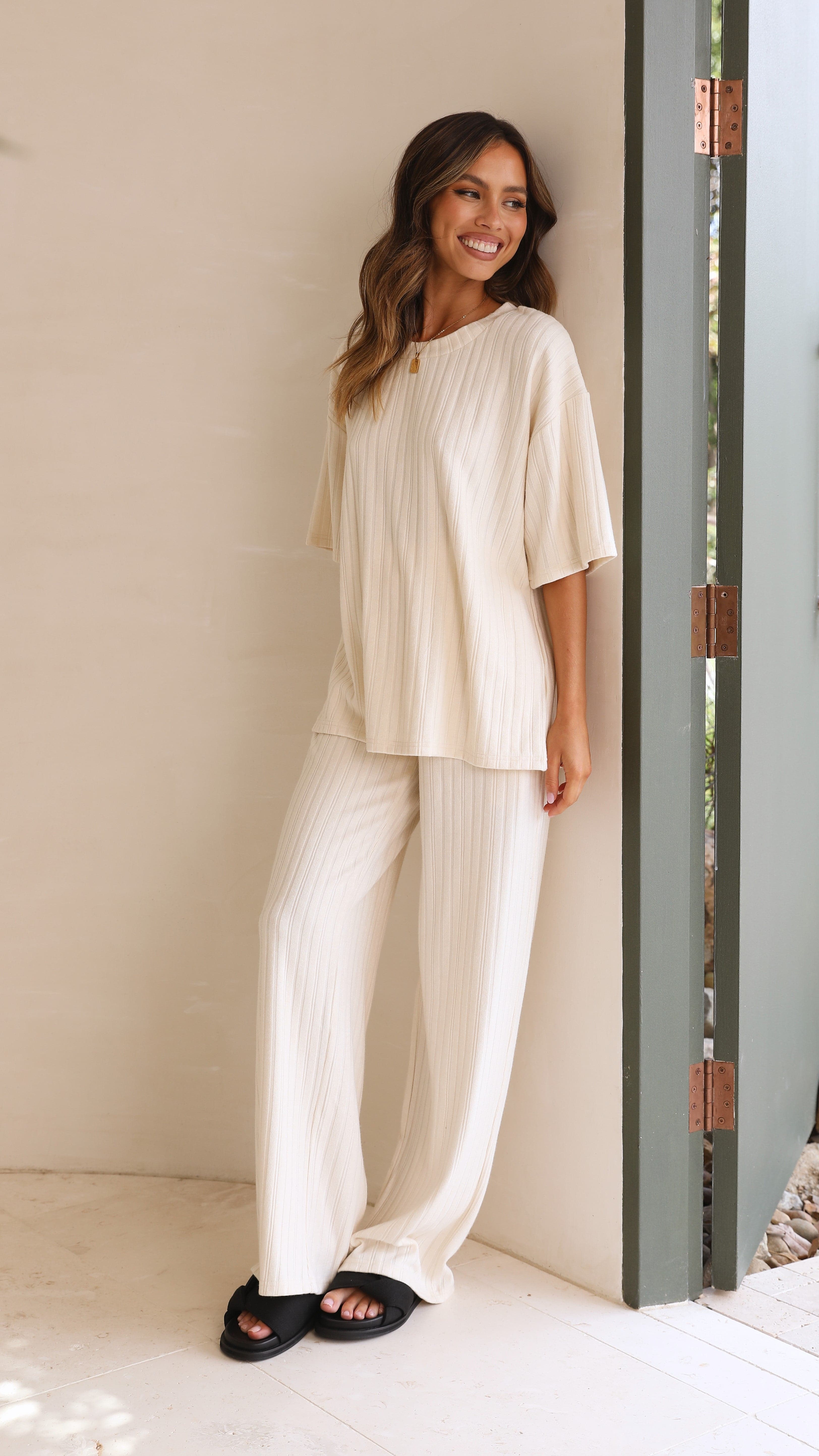 Jolina Pants - Cream-Sunshines Bliss