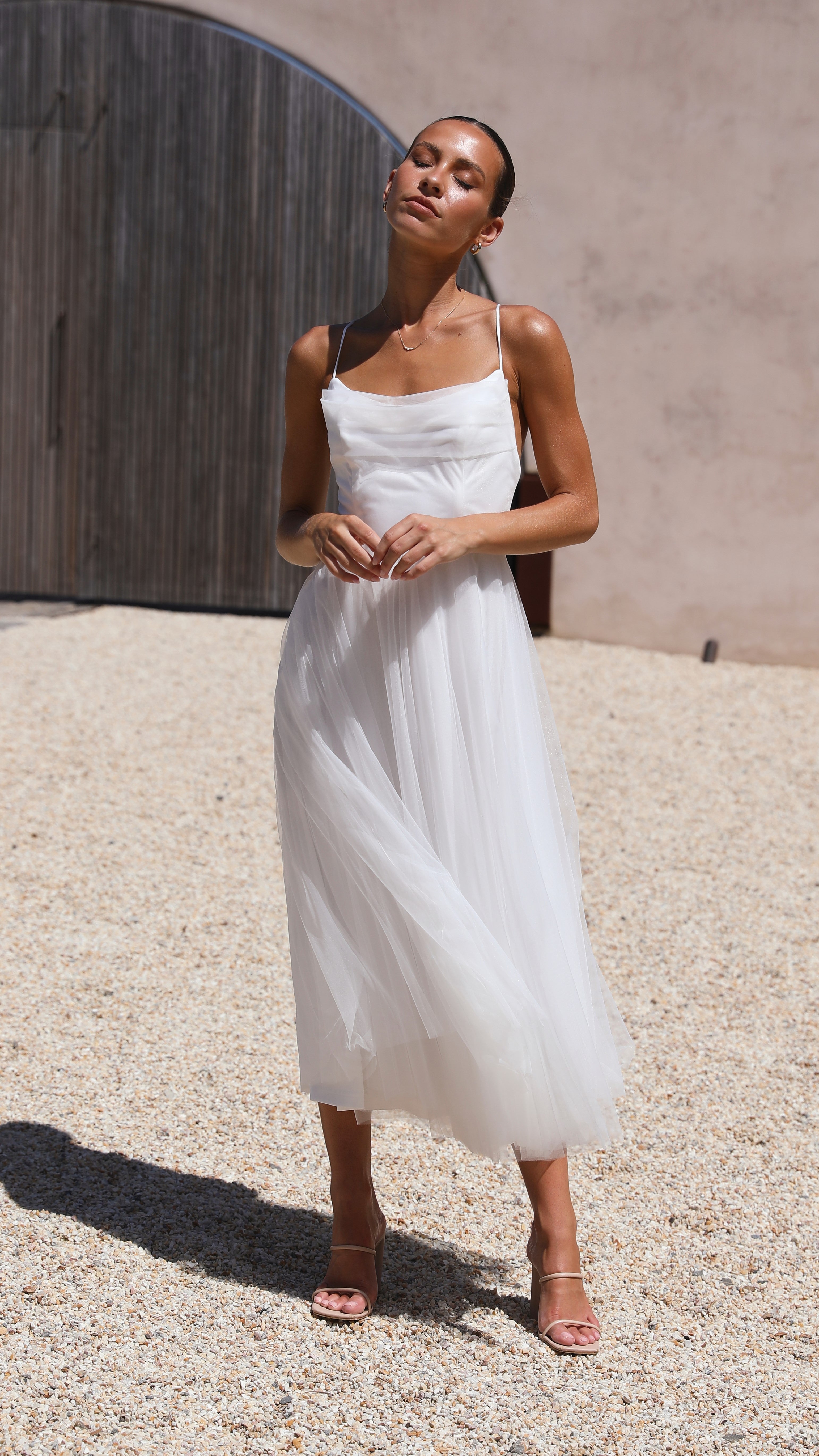 Belle Midi Dress - White-Sunshines Bliss