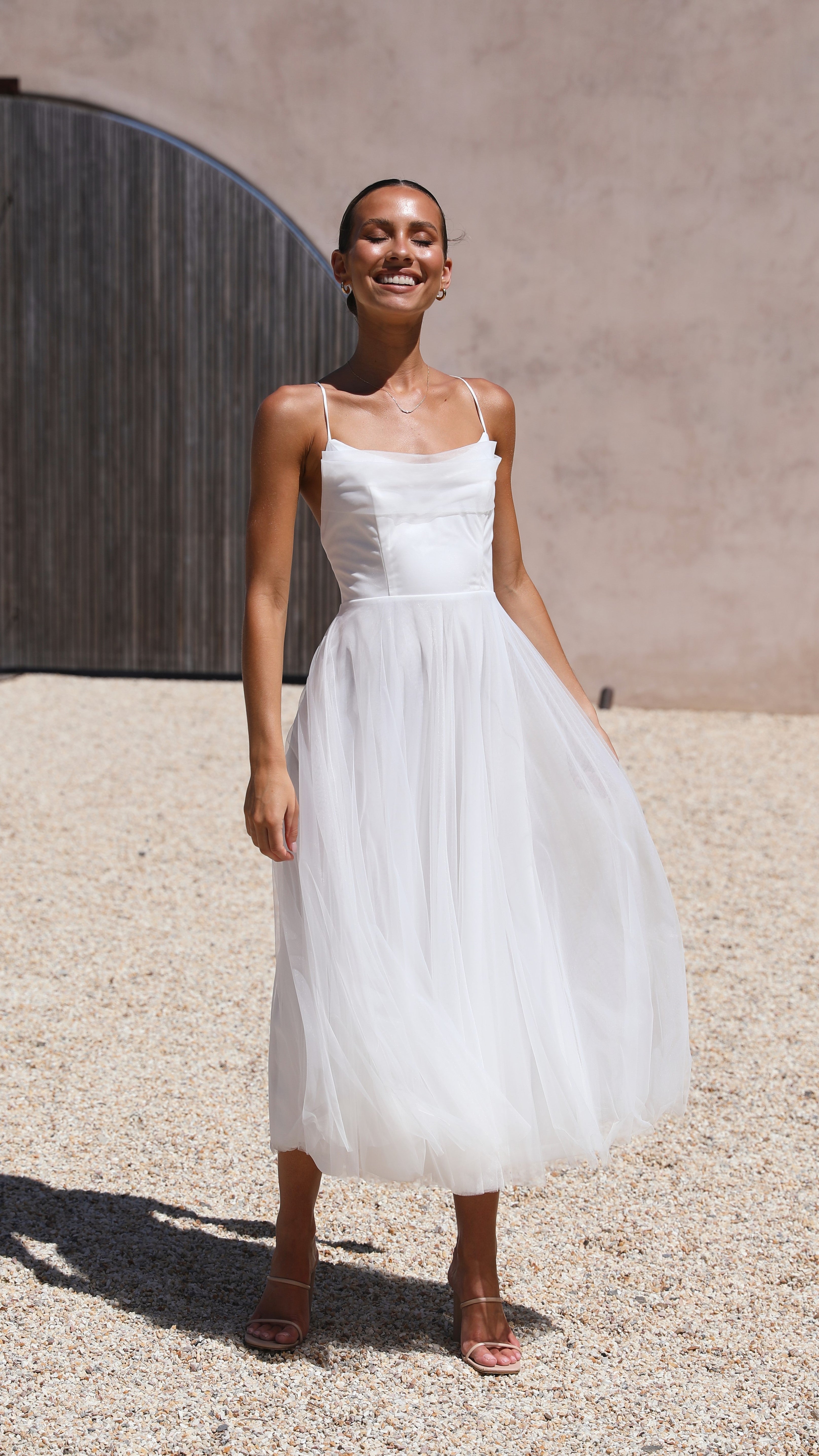 Belle Midi Dress - White-Sunshines Bliss