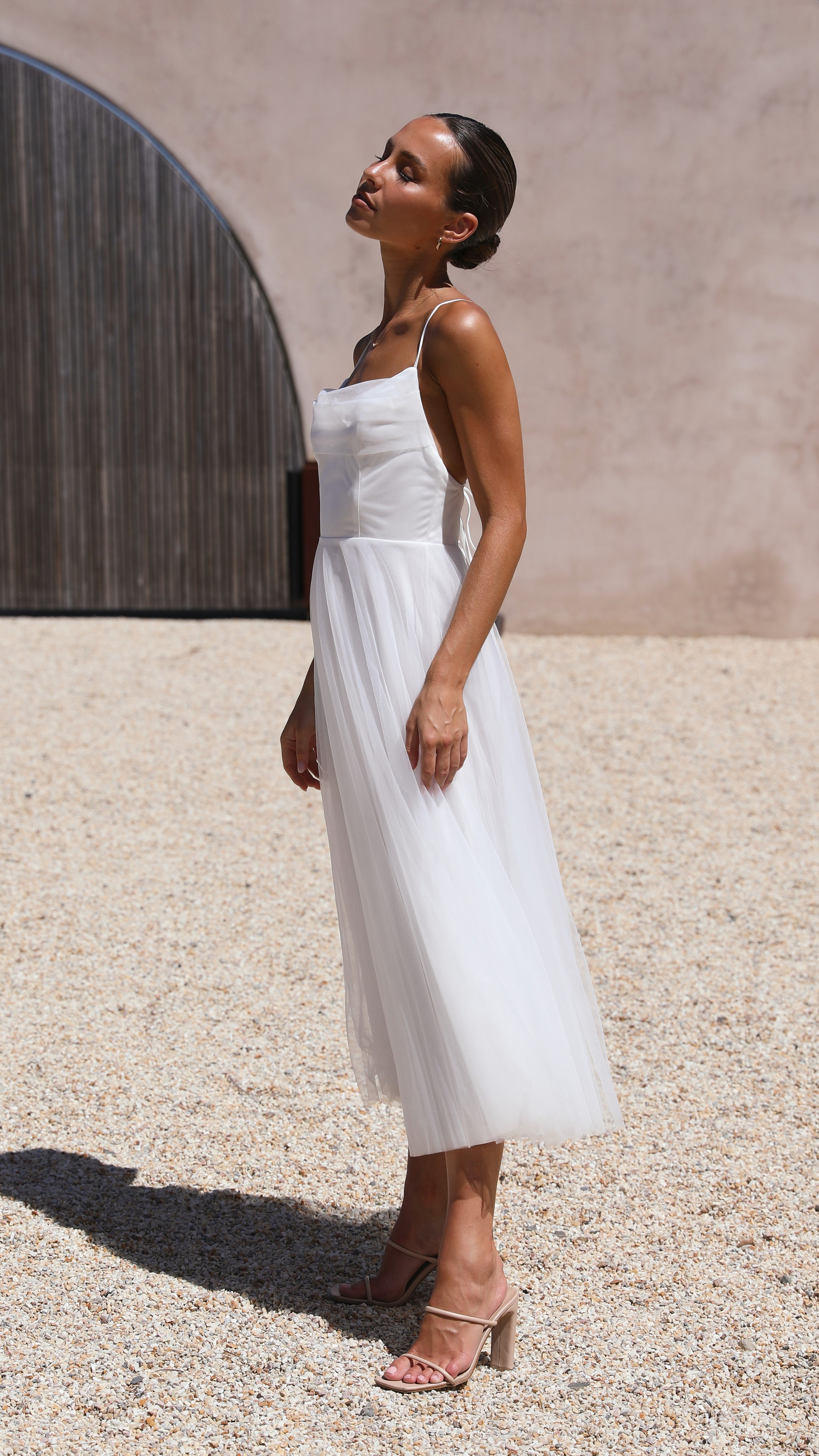 Belle Midi Dress - White-Sunshines Bliss