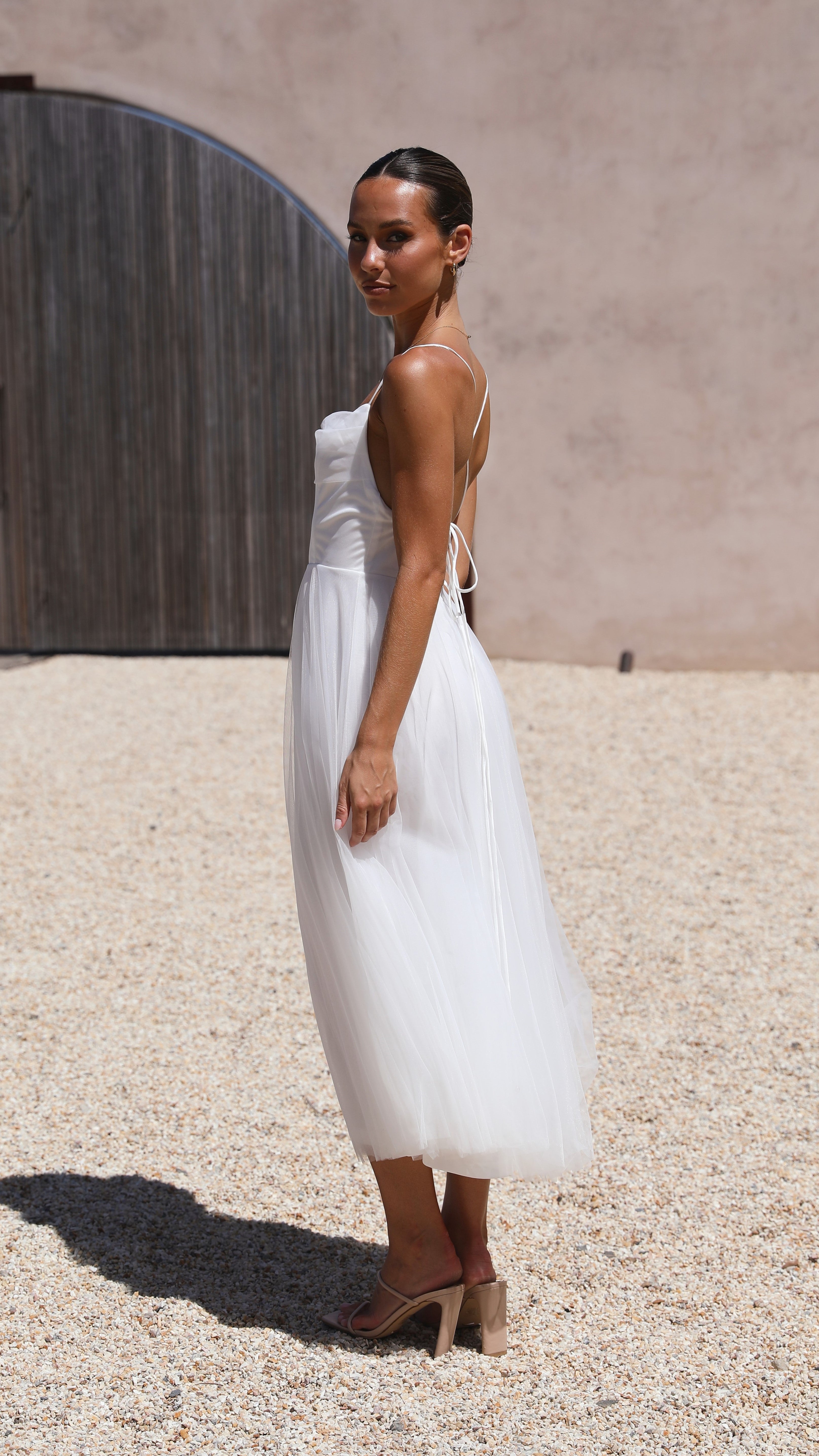 Belle Midi Dress - White-Sunshines Bliss