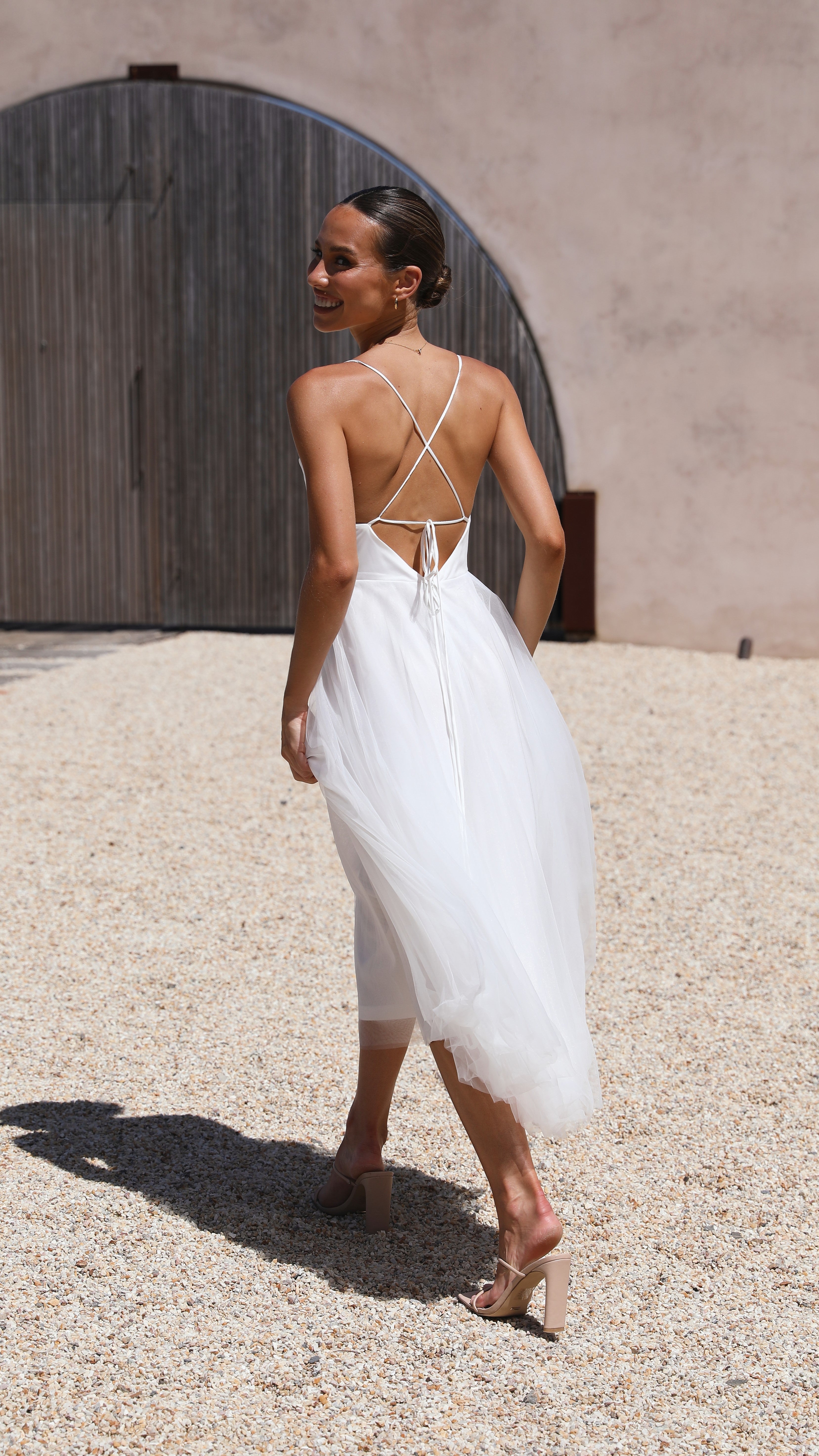 Belle Midi Dress - White-Sunshines Bliss