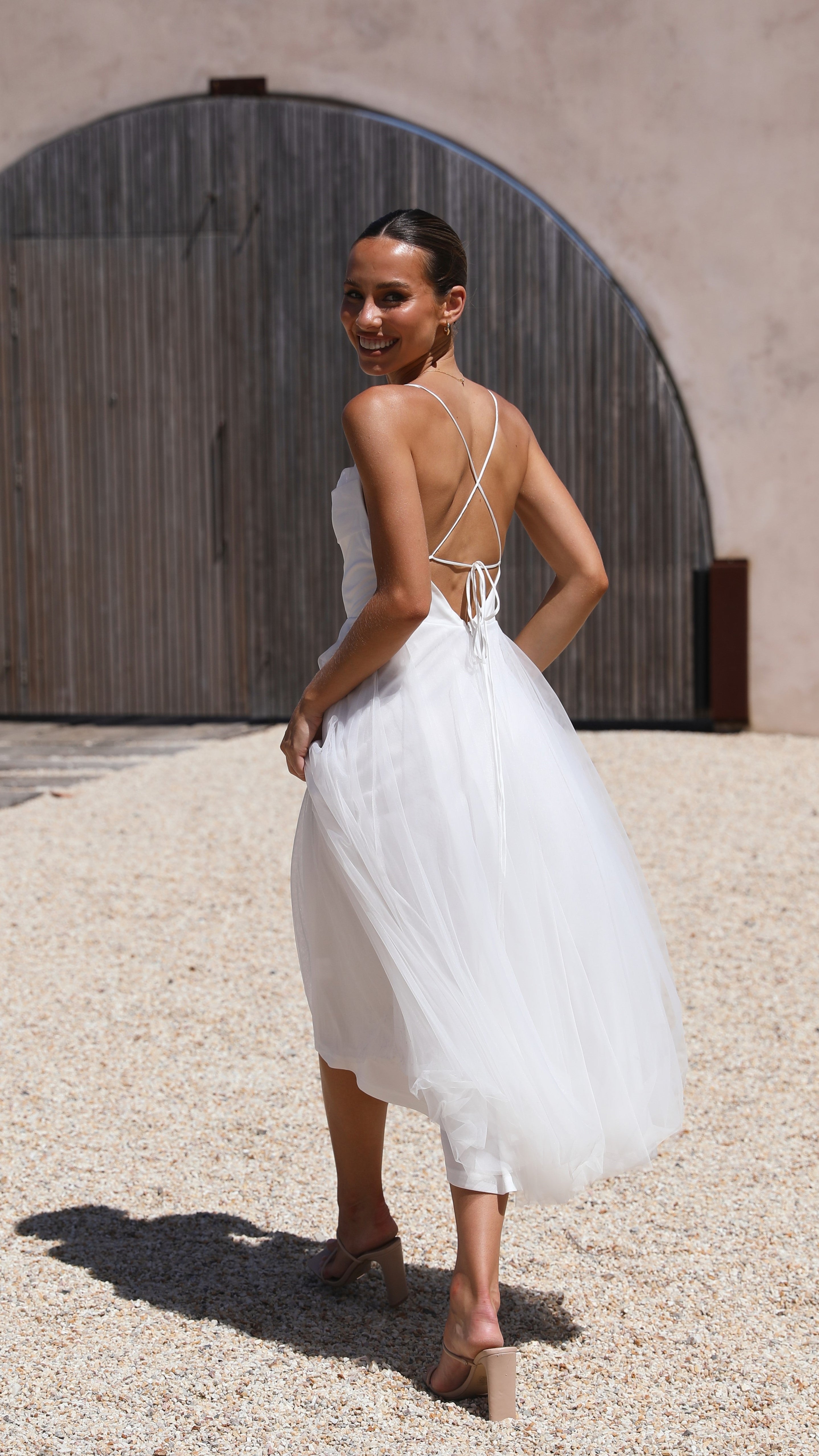 Belle Midi Dress - White-Sunshines Bliss