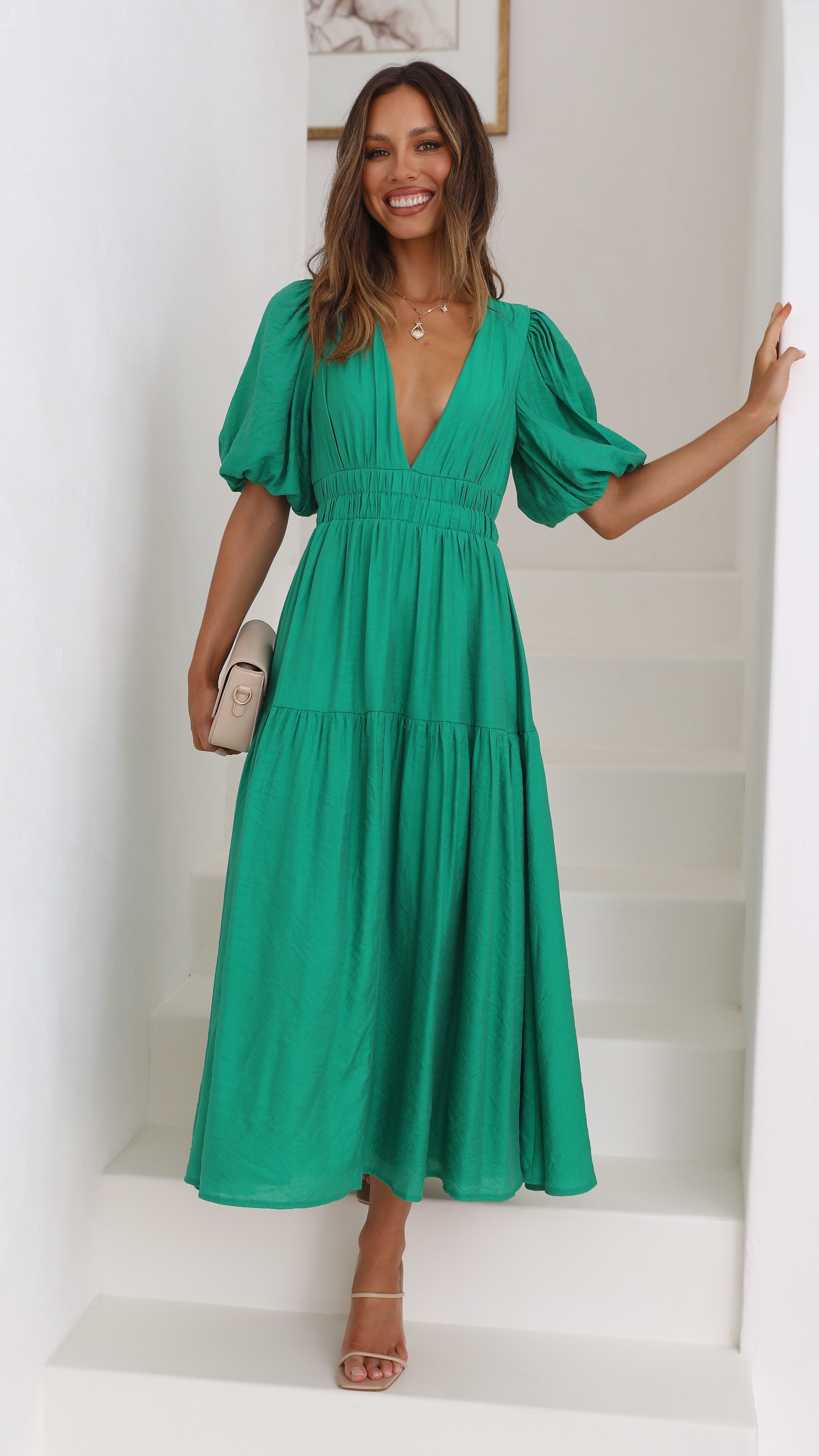 Erin Midi Dress - Emerald-Sunshines Bliss