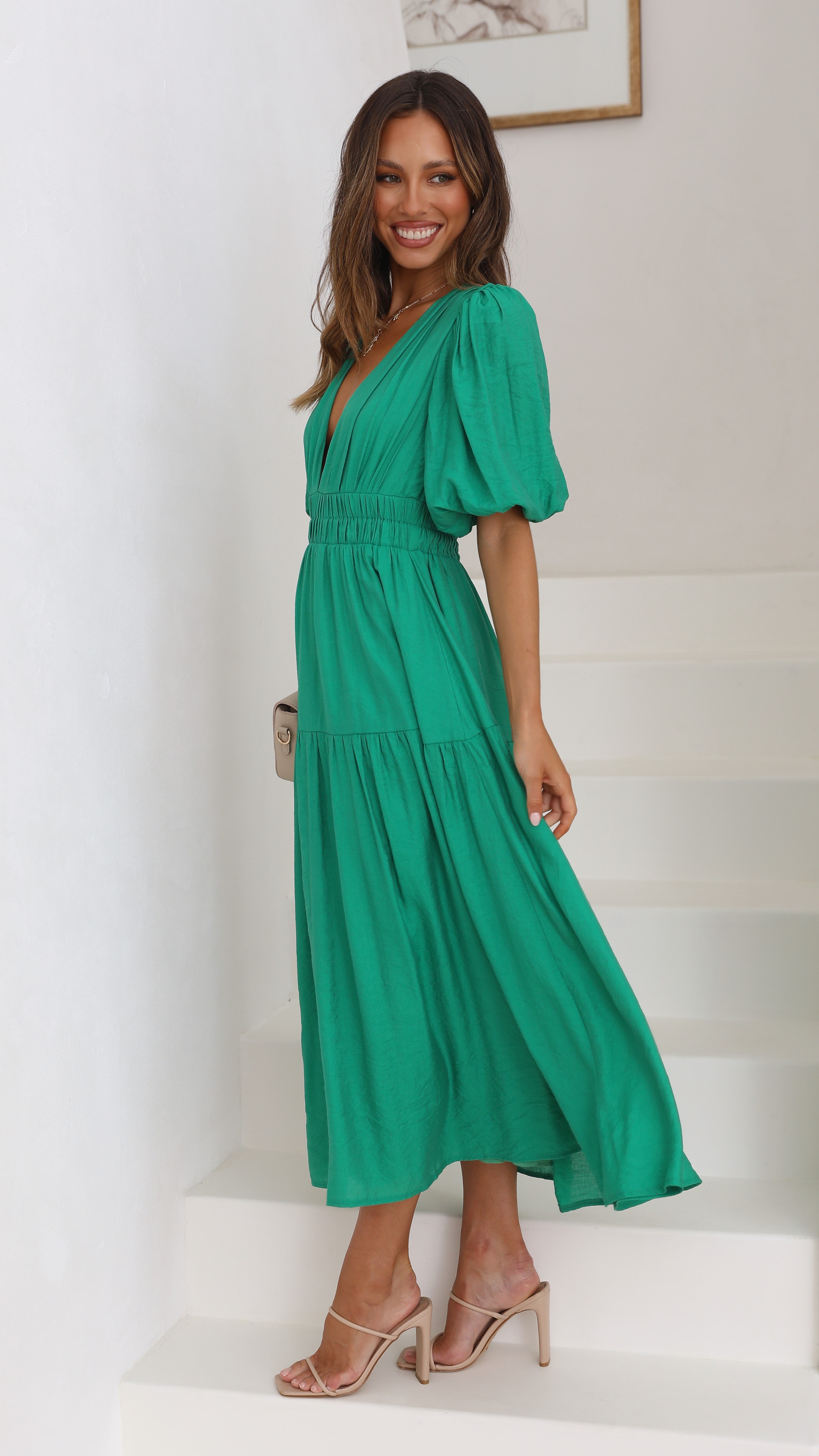 Erin Midi Dress - Emerald-Sunshines Bliss