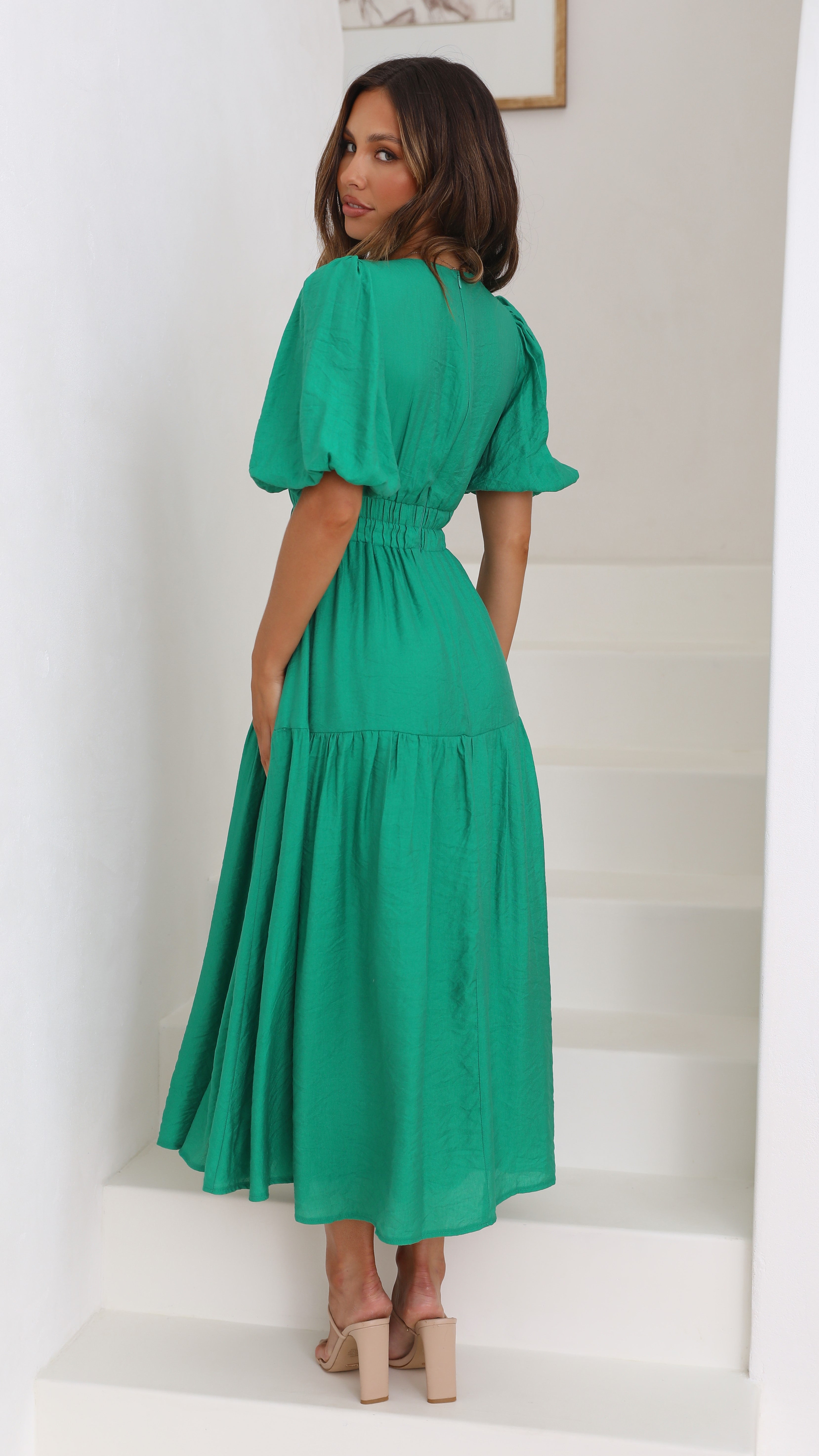 Erin Midi Dress - Emerald-Sunshines Bliss