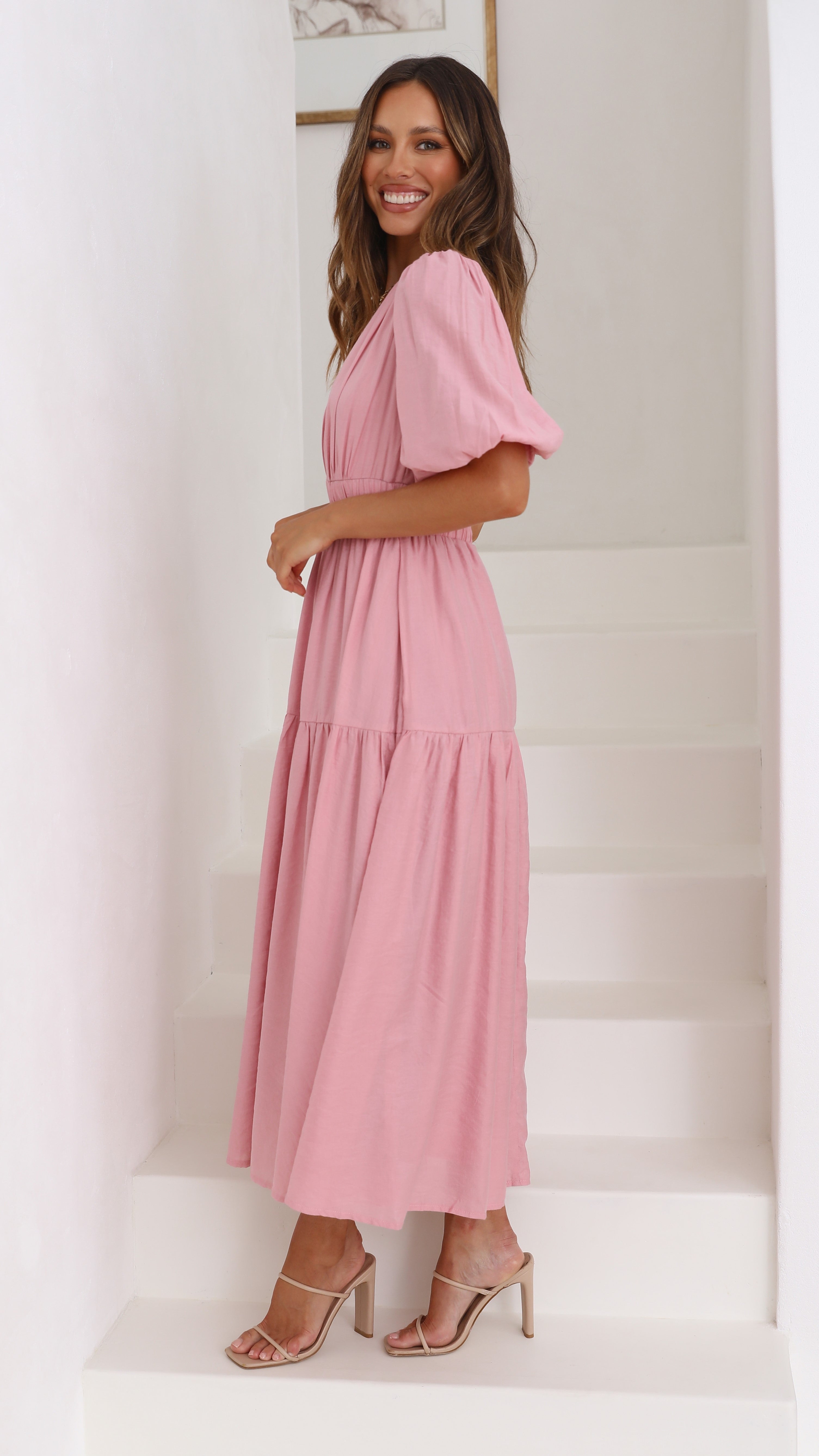 Erin Midi Dress - Soft Pink-Sunshines Bliss