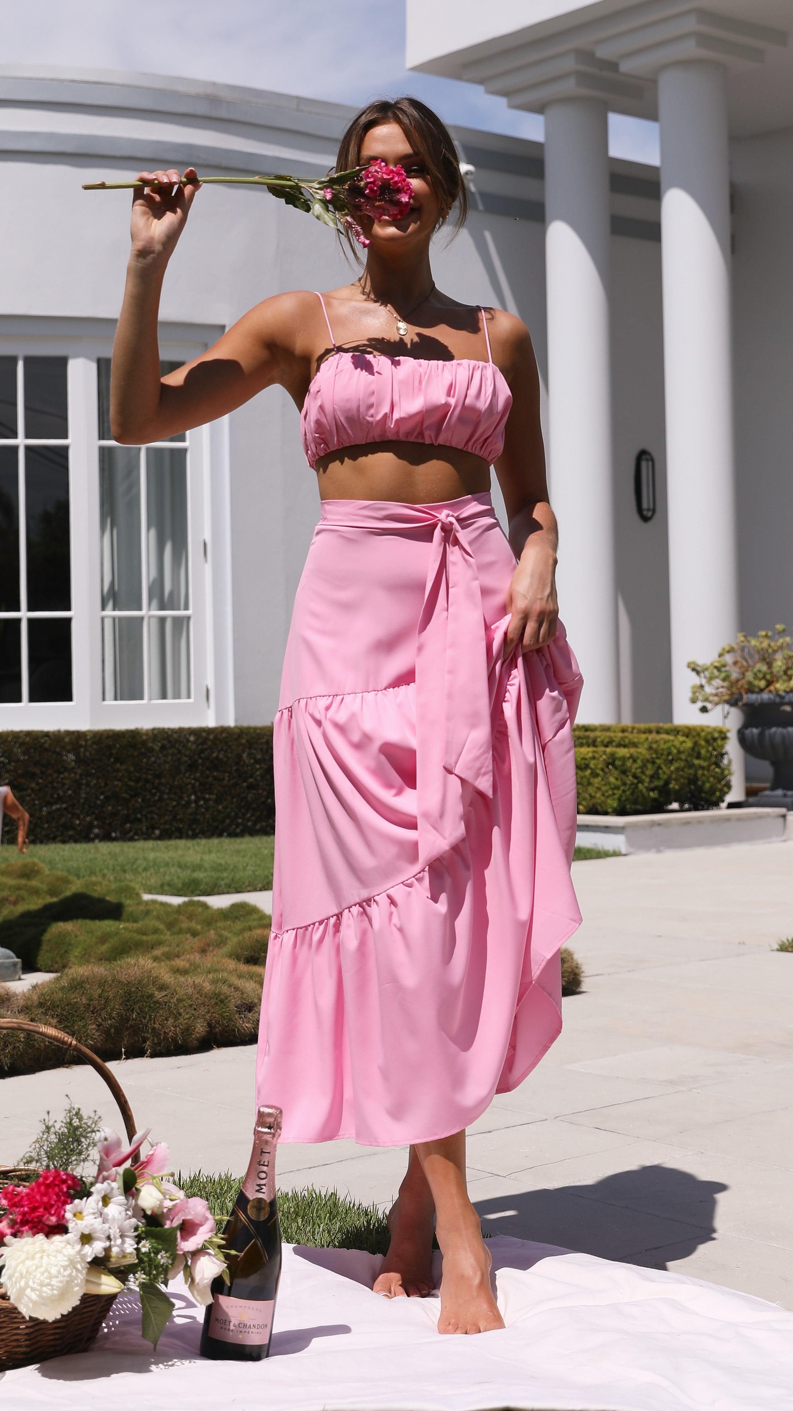 Saraya Top and Skirt Set - Pink-Sunshines Bliss