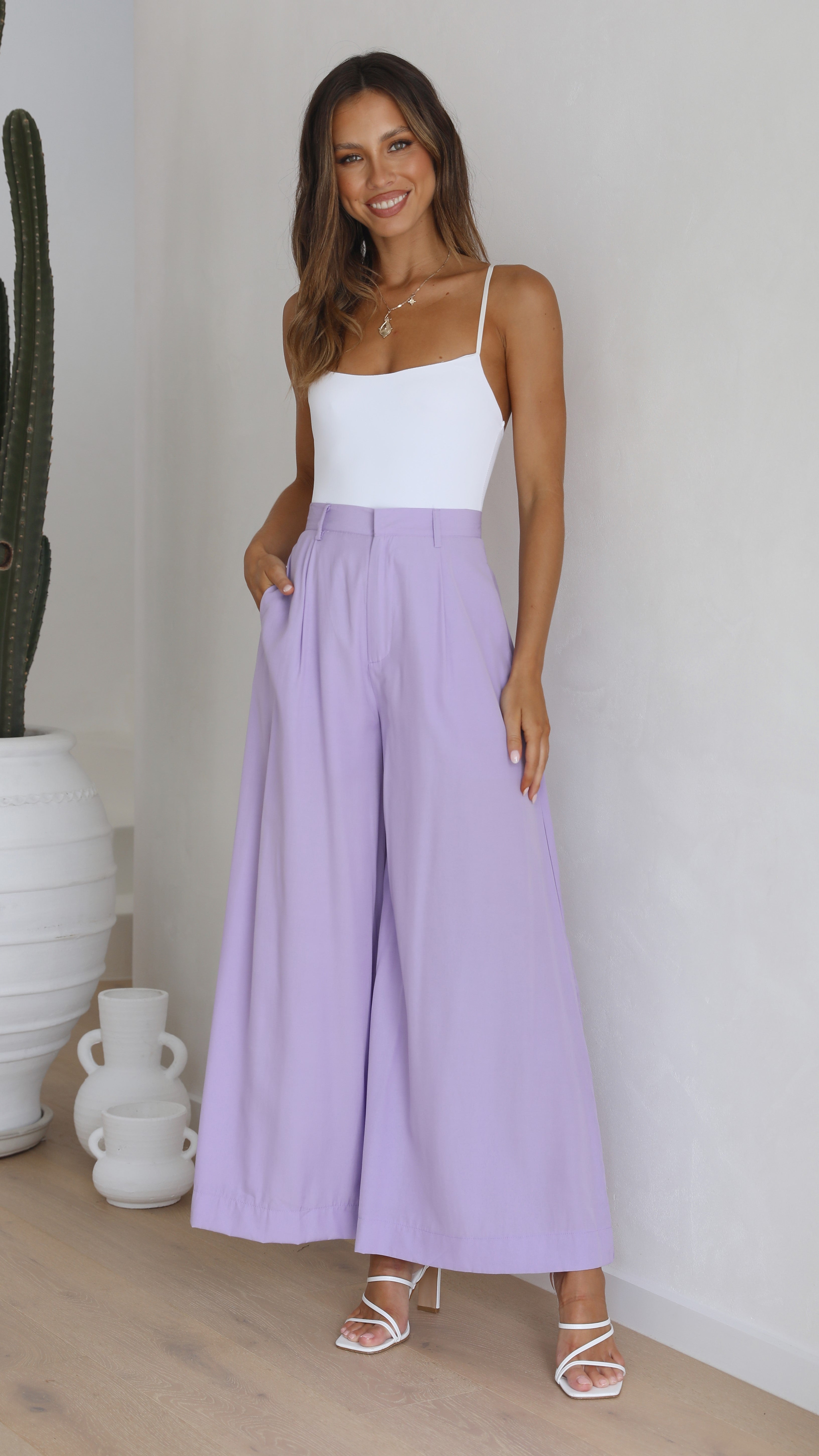 Jacoba Wide Leg Pants - Lilac-Sunshines Bliss