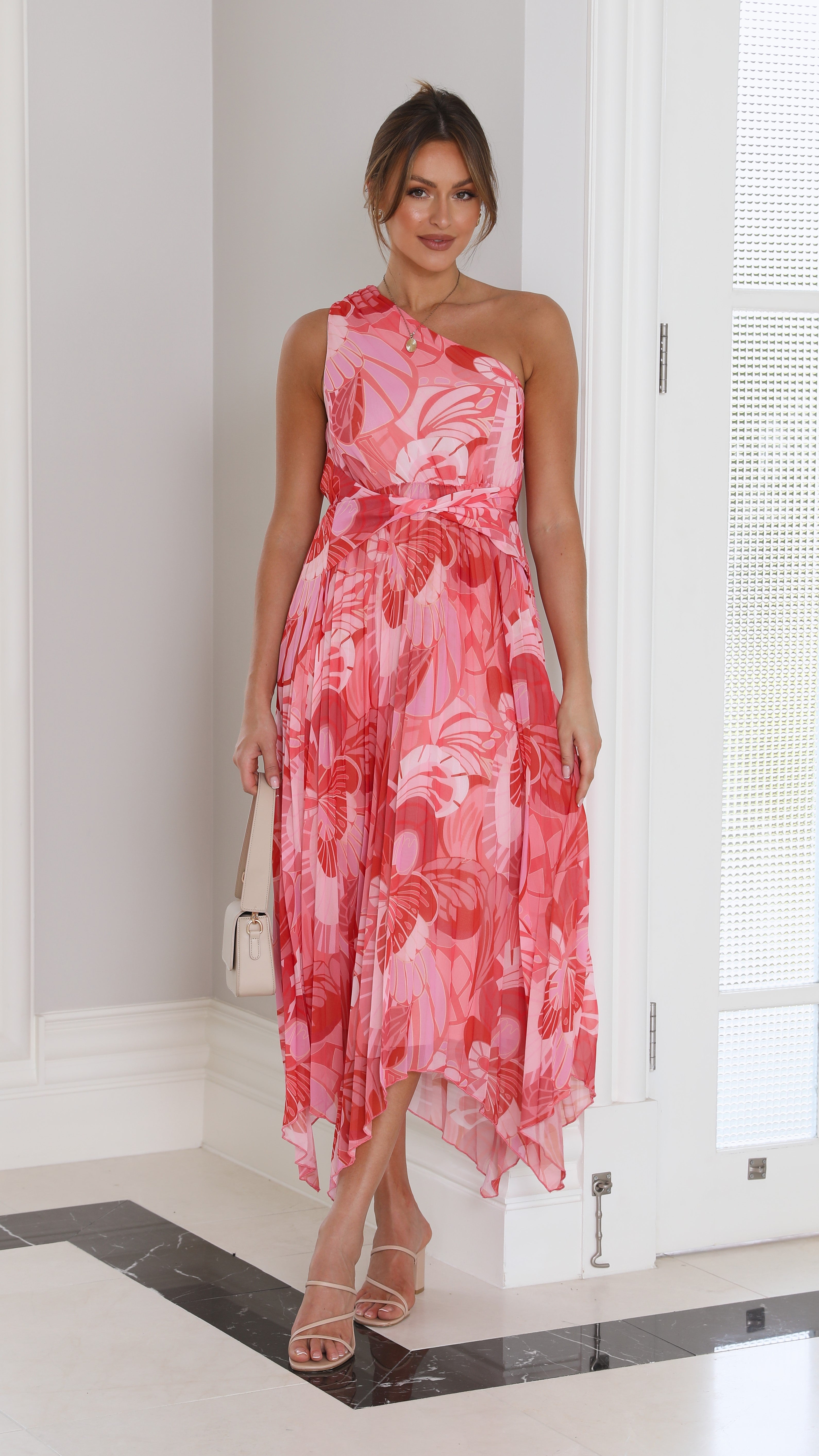 Mandie Midi Dress - Red Floral-Sunshines Bliss
