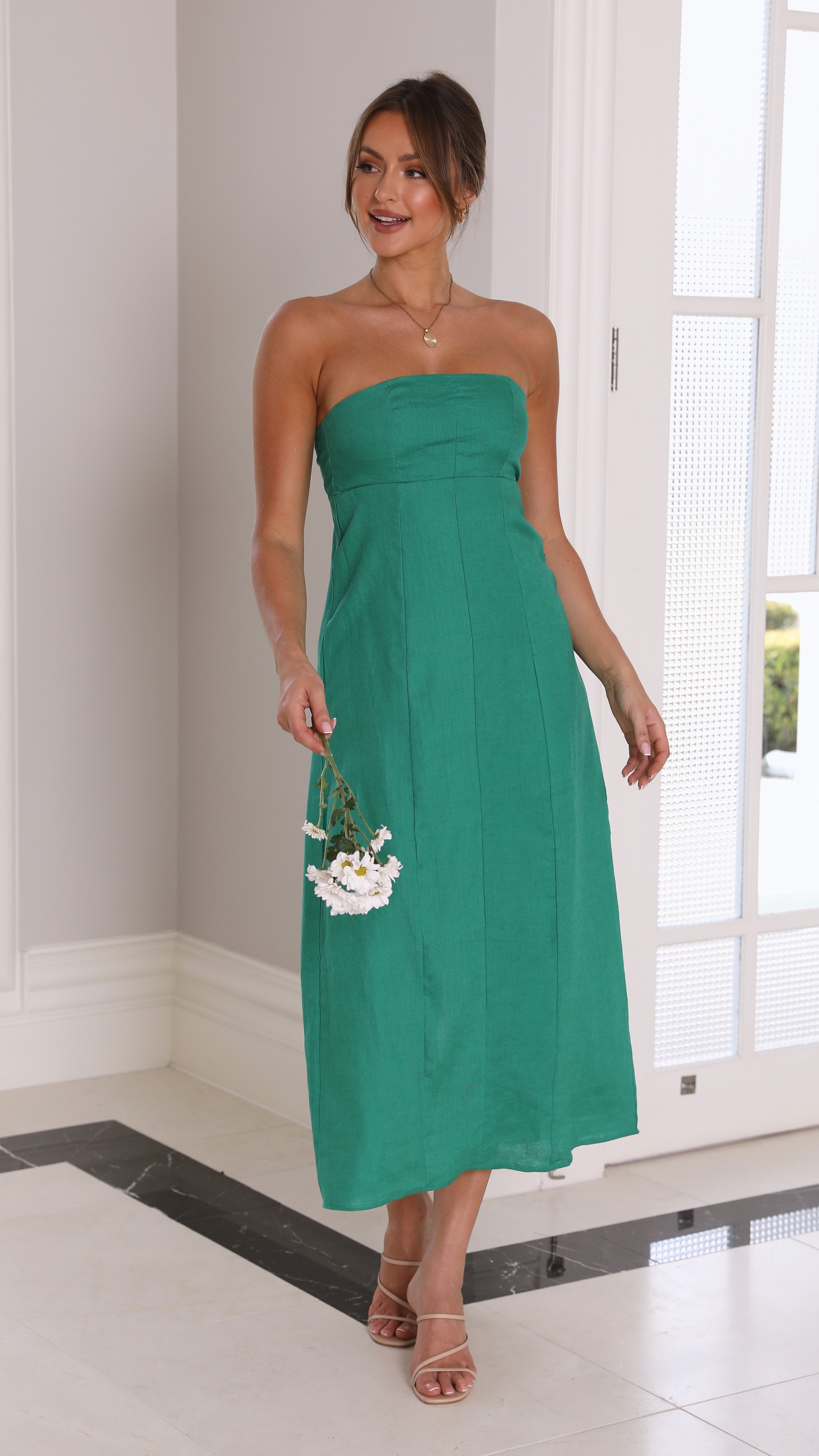 Vivie Midi Dress - Green-Sunshines Bliss